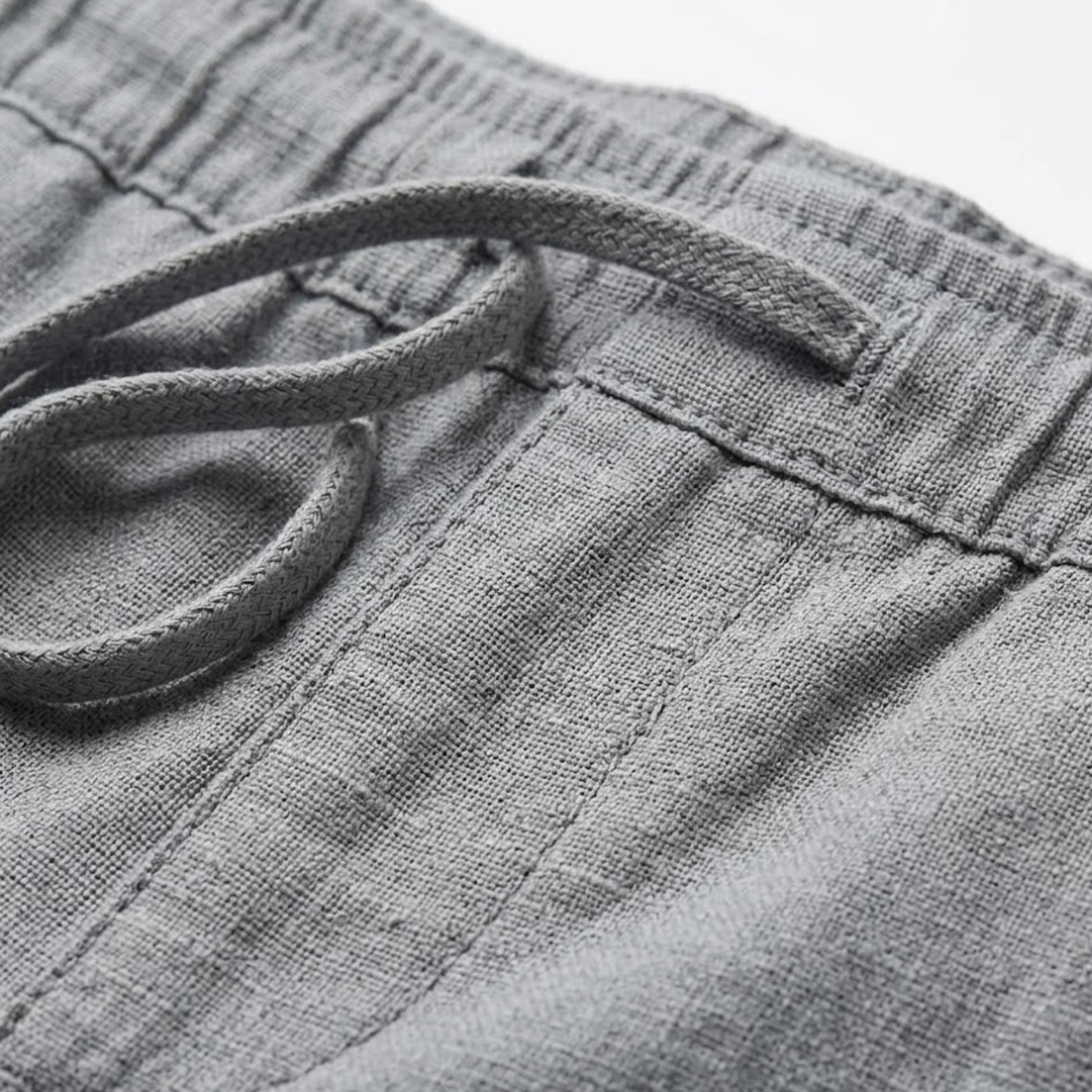 Pantalon Homme en Coton et Lin avec Taille Élastique et Cordon de Serrage