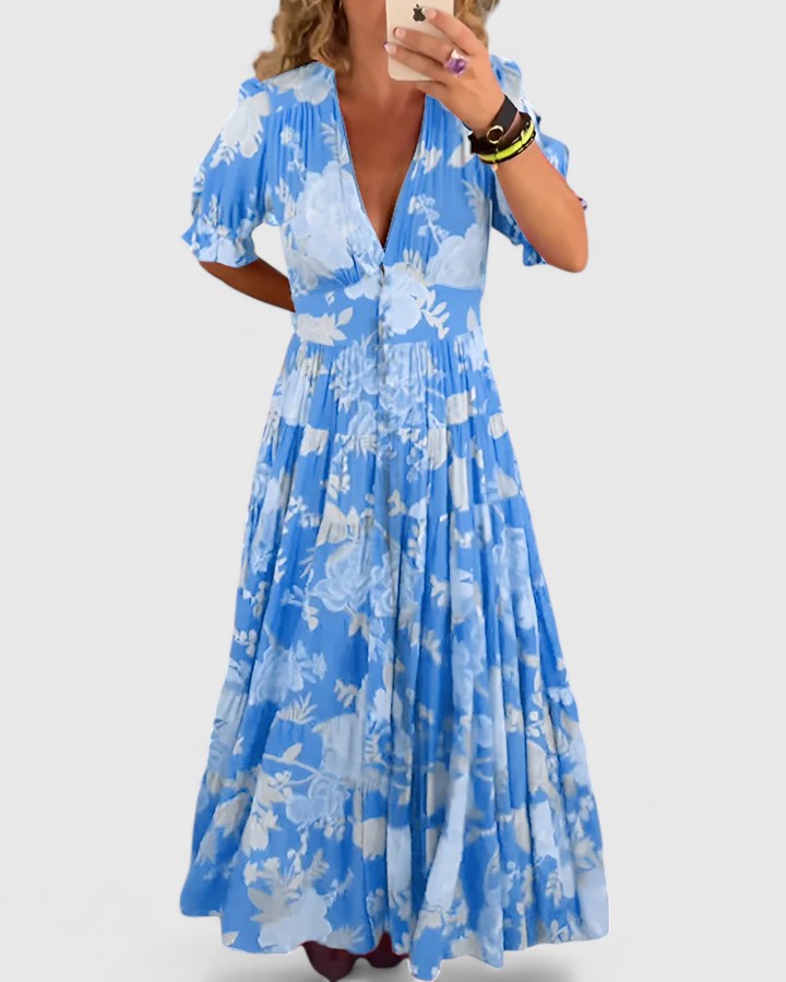 Robe mi-longue à imprimé floral