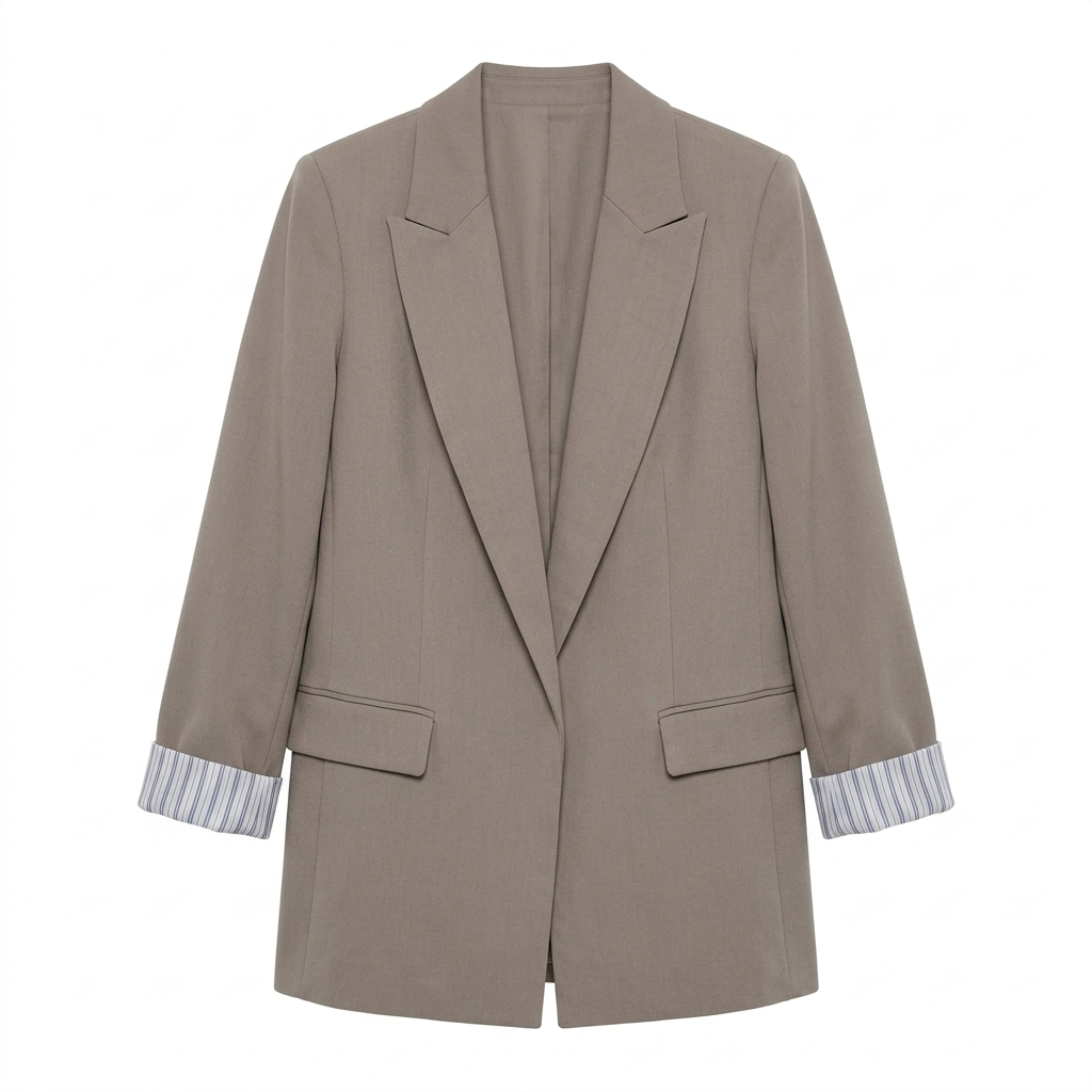 Women’s Polyester Blazer – Open Front with Pockets, Relaxed Loose Fit