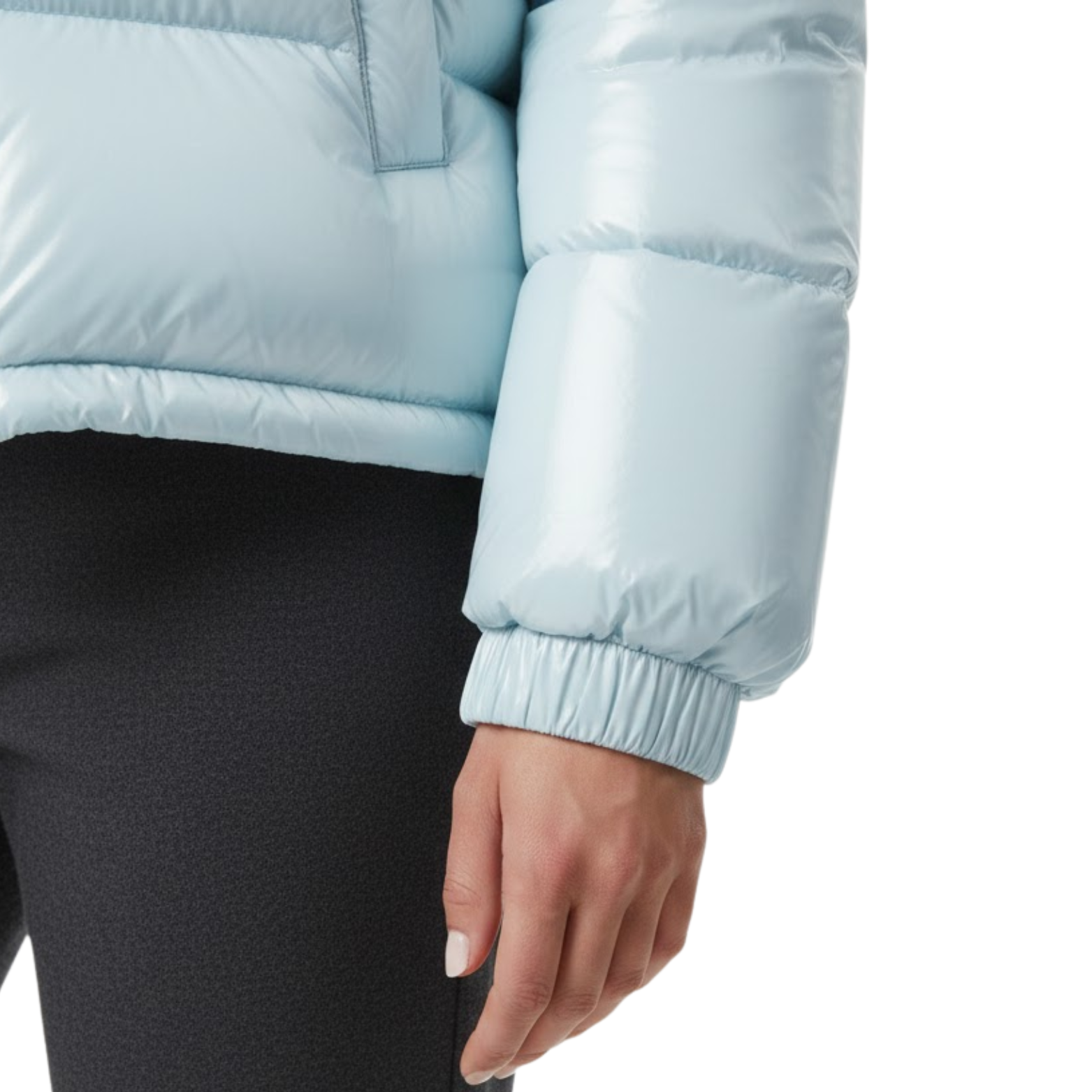 Veste Femme Matelassée Brillante à Capuche, Fermeture Zippée Montante, Chaude et Douillette
