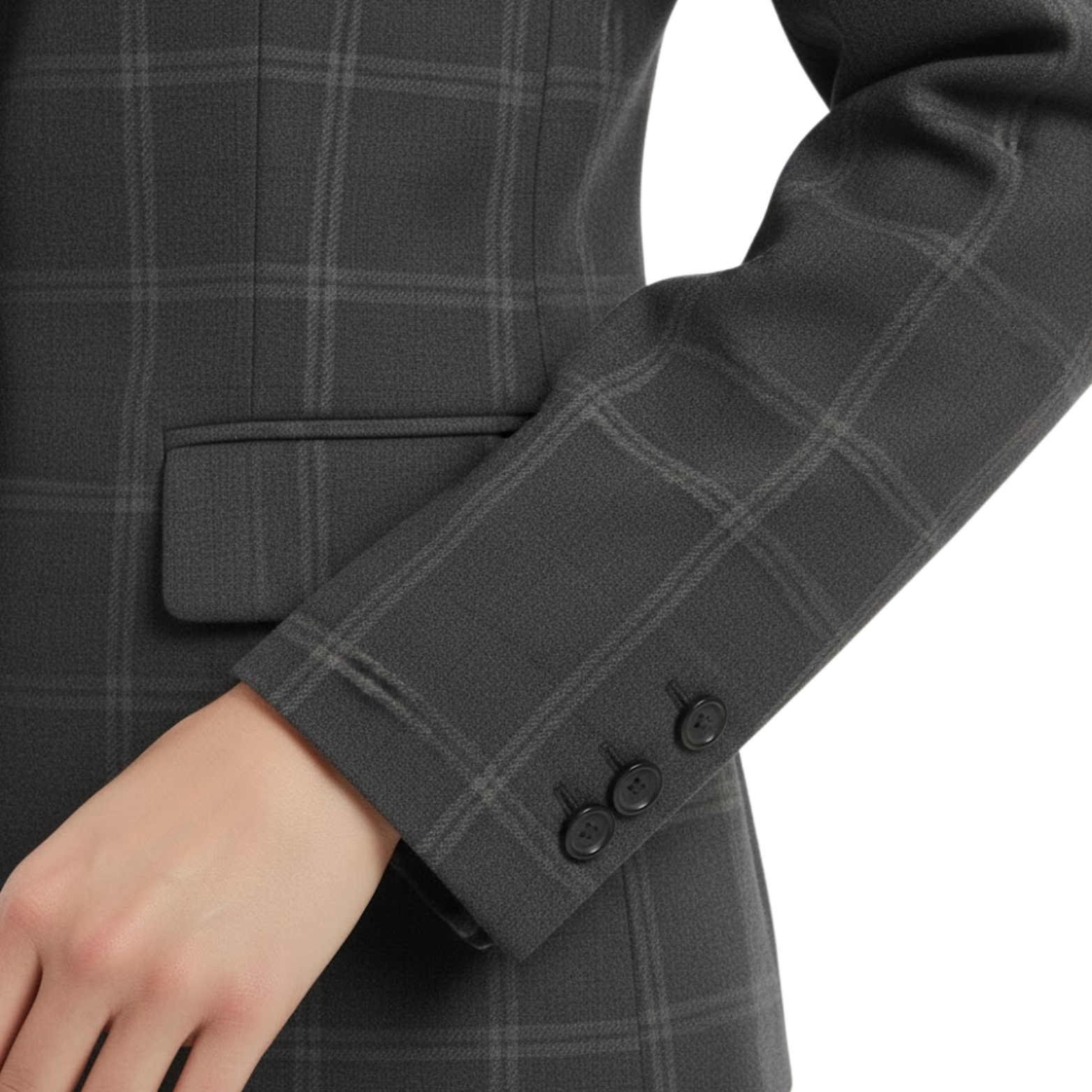 Veste courte à motif écossais pour femme avec col montant et manches fendues