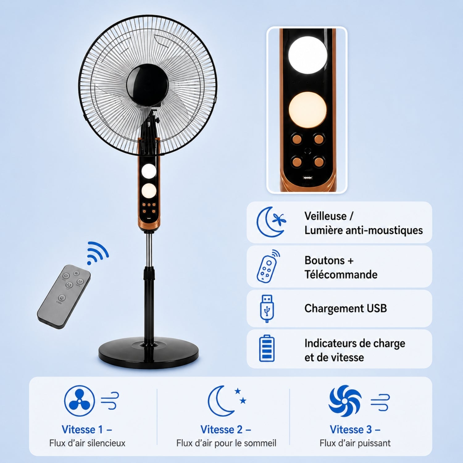 Pedestal Tower Fan with Remote Control, Oscillation, and 3 Speeds