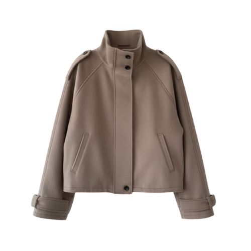 Veste Femme Élégante en Laine à Col Montant