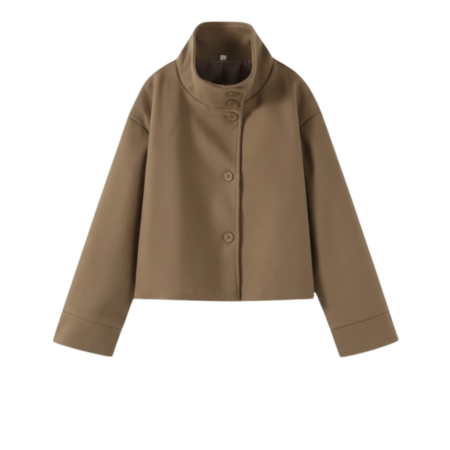 Manteau d’hiver pour femmes en laine à col montant, à simple boutonnage, coupe ample et manches longues