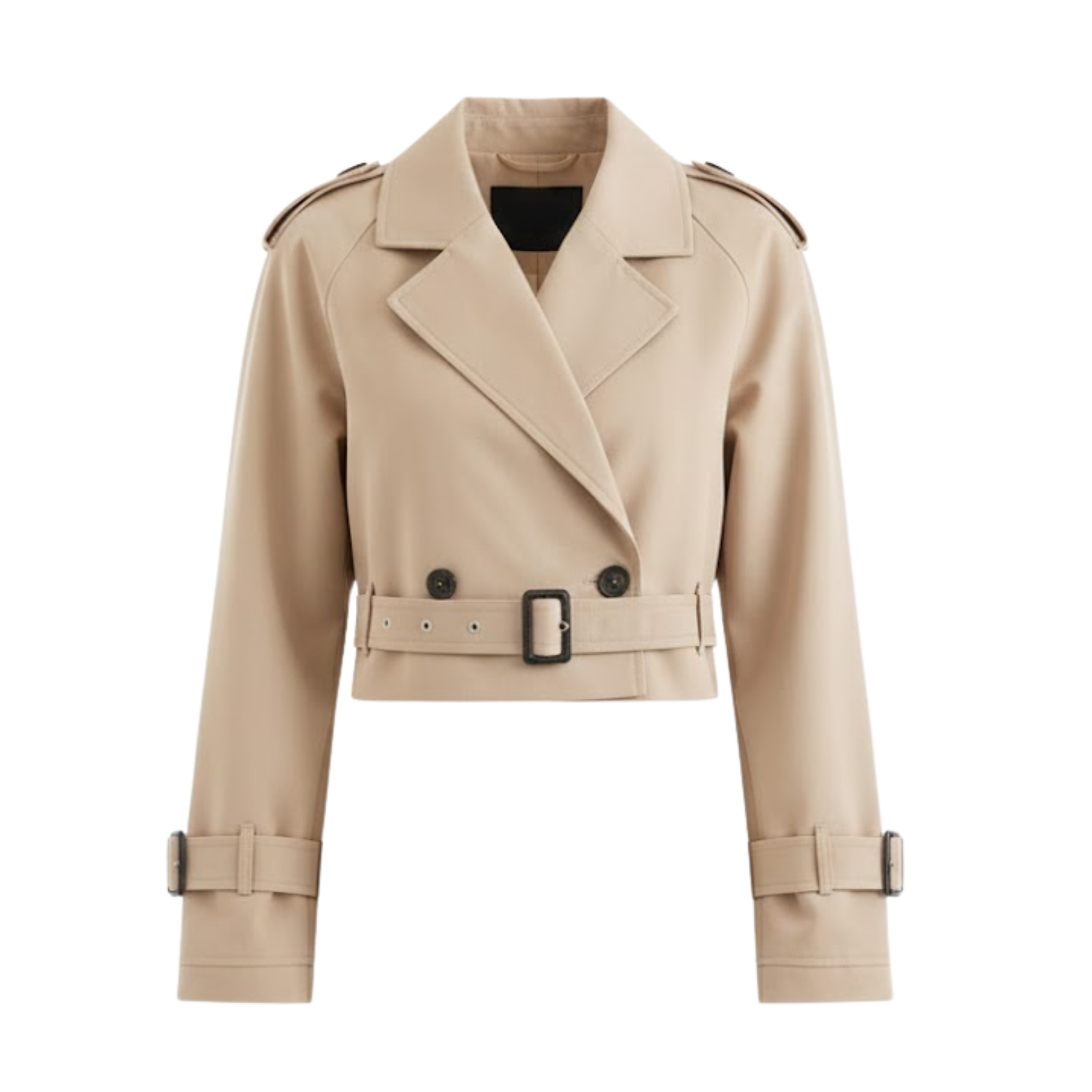 Manteau Trench Court Vintage à Double Boutonnage pour Femme