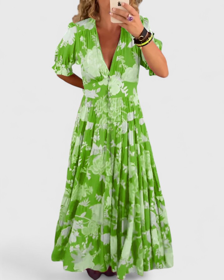 Robe mi-longue à imprimé floral