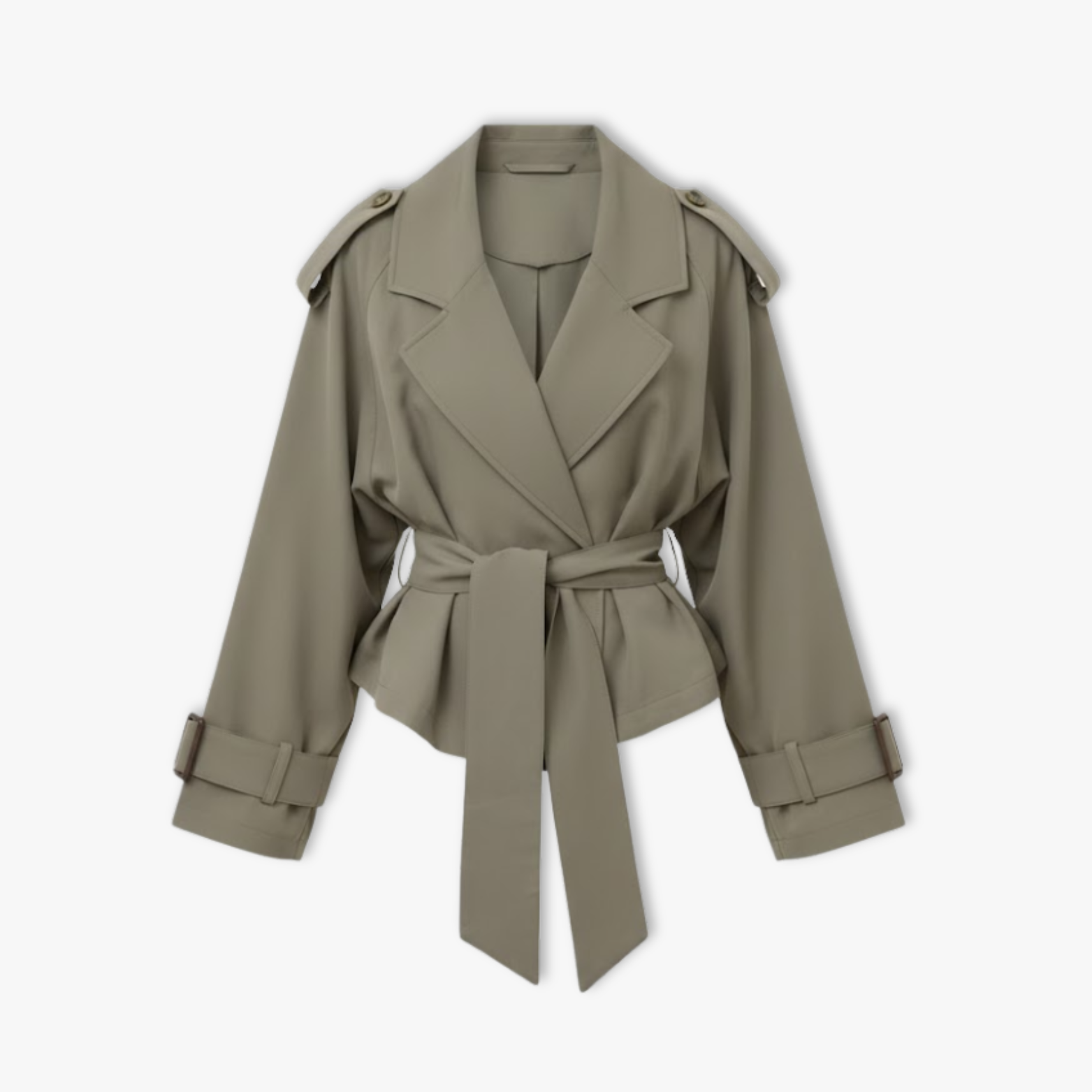 Trench Court Court à Lacets pour Femme, Veste Coupe-Vent à Revers et Manches Longues