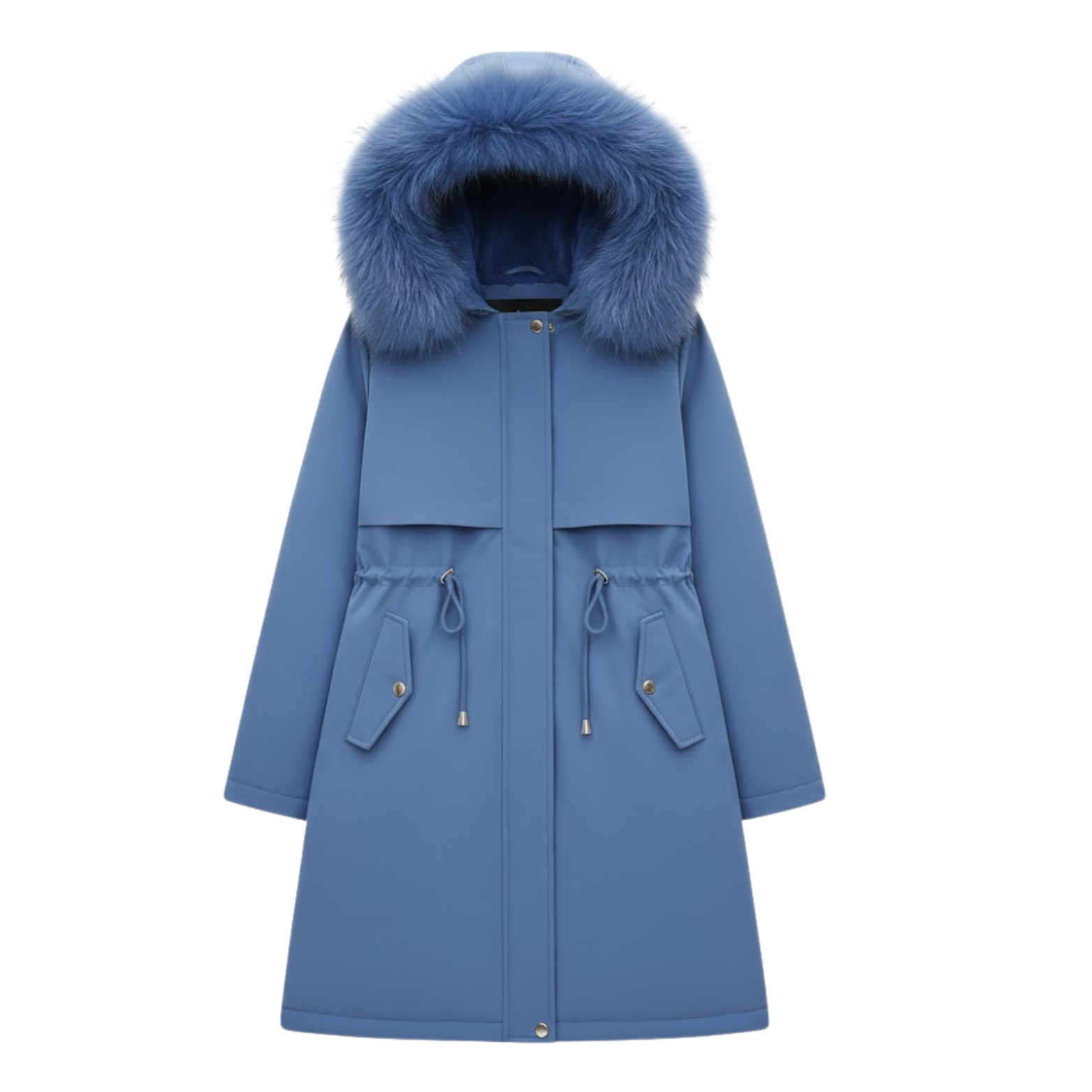 Parka Femme Longue Épaissie et Chaude avec Doublure en Laine et Capuche à Fourrure
