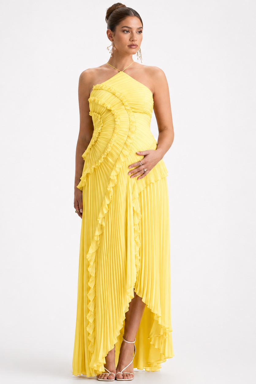 Robe maternité longue plissée dos nu