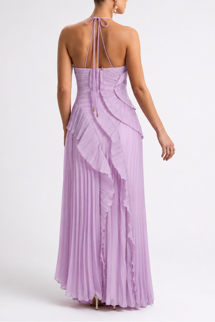 Robe maternité longue plissée dos nu