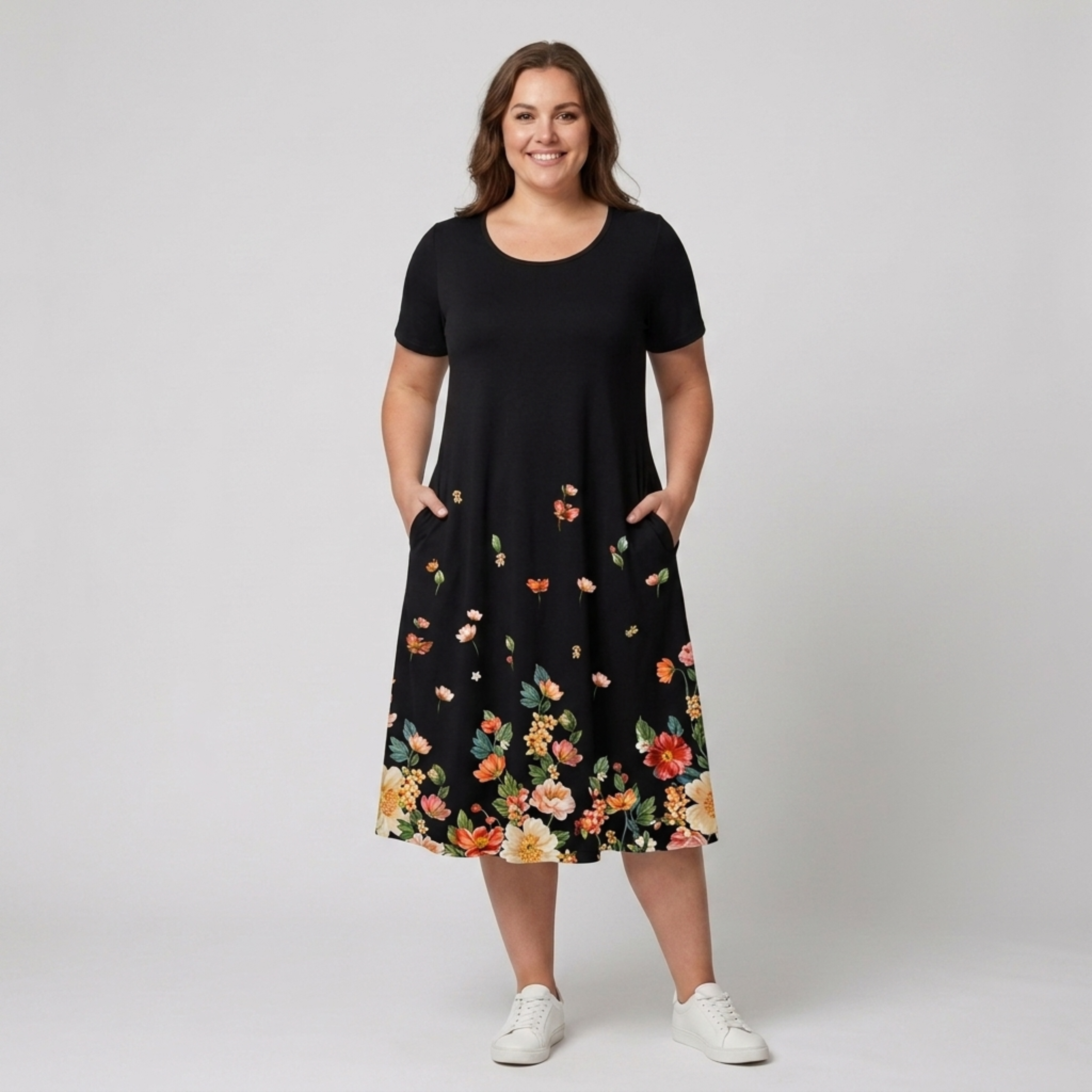 Robe mi-longue imprimée décontractée