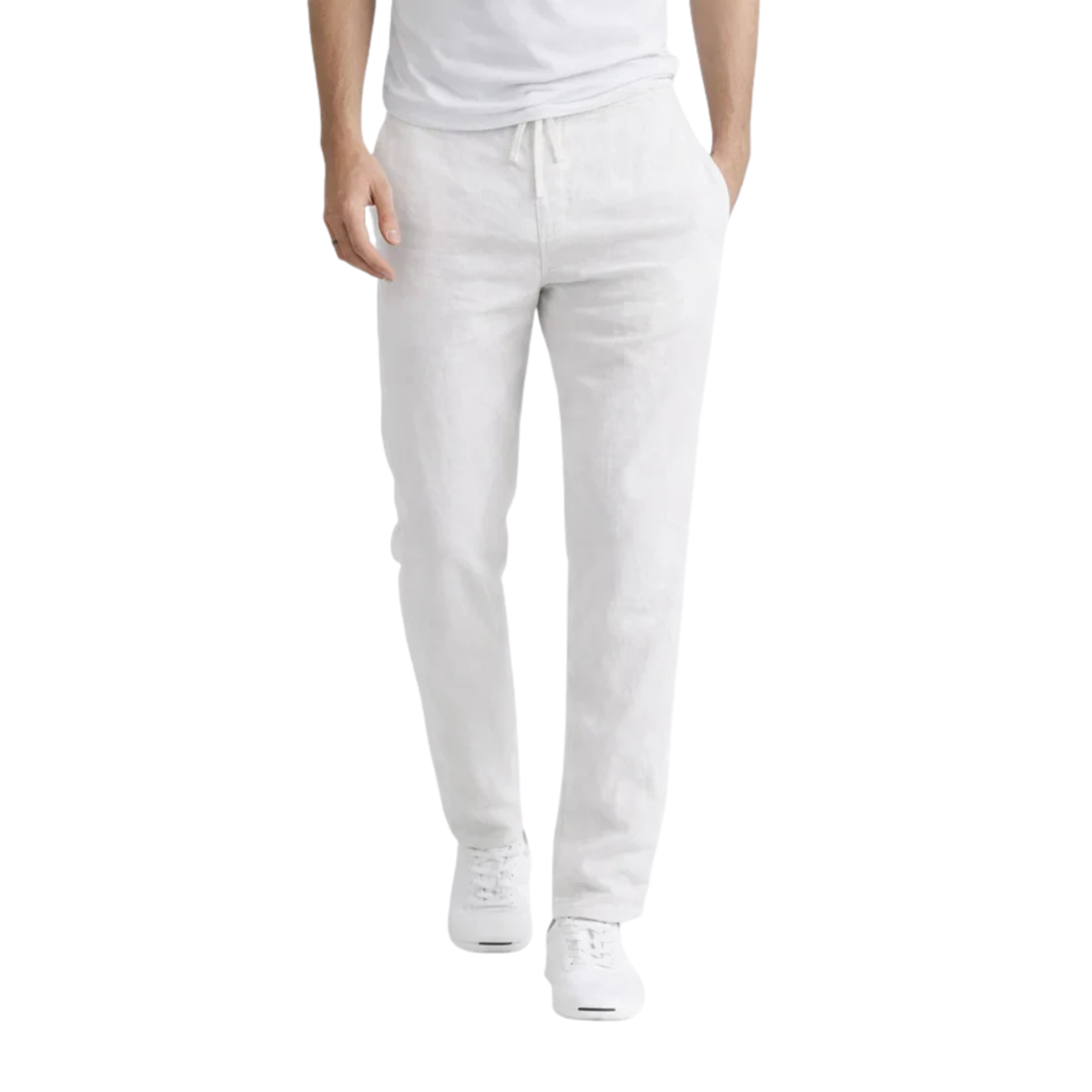 Pantalon coupe droite homme — taille élastique avec cordon — plage et été