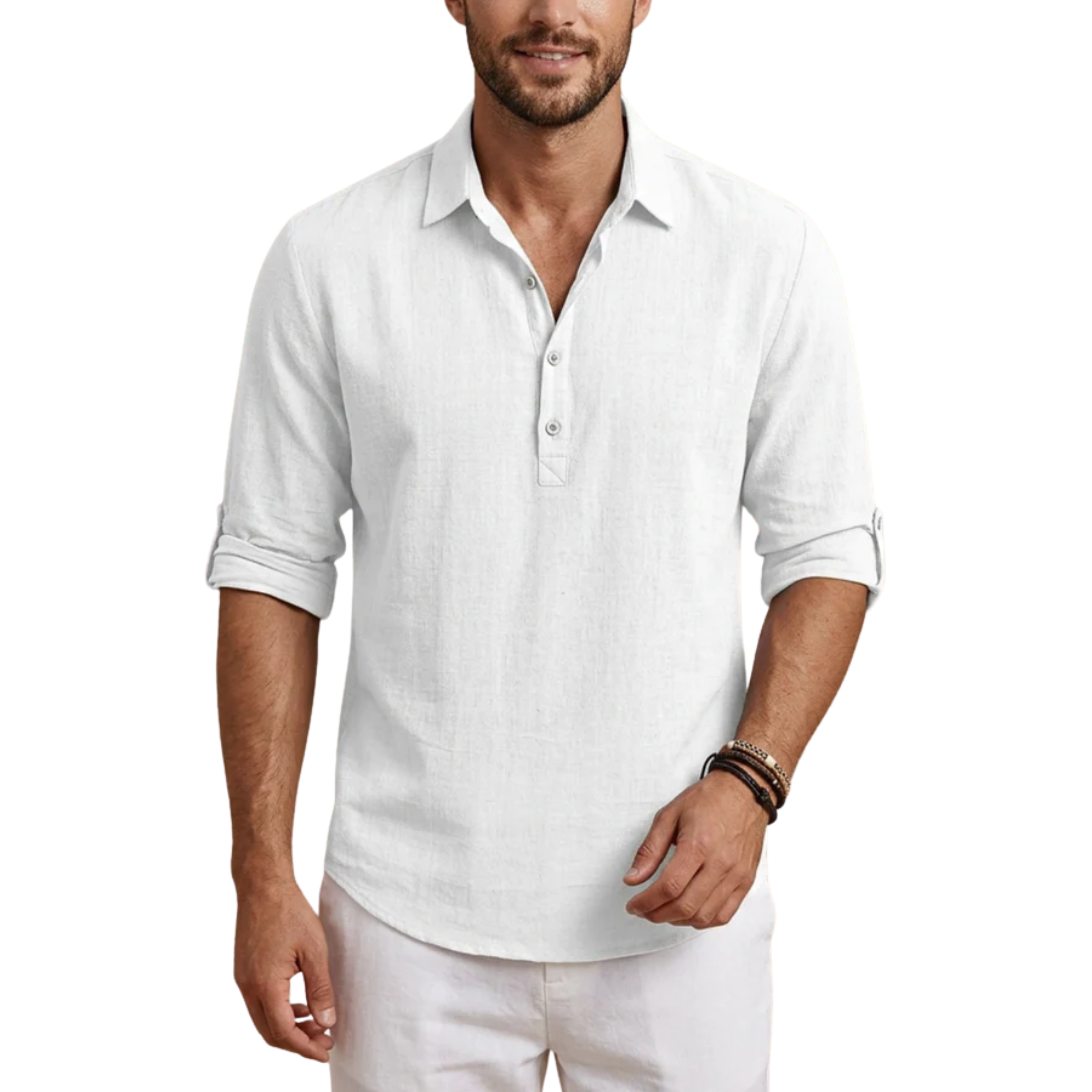 Polo manches courtes homme — mélange de lin respirant — vacances