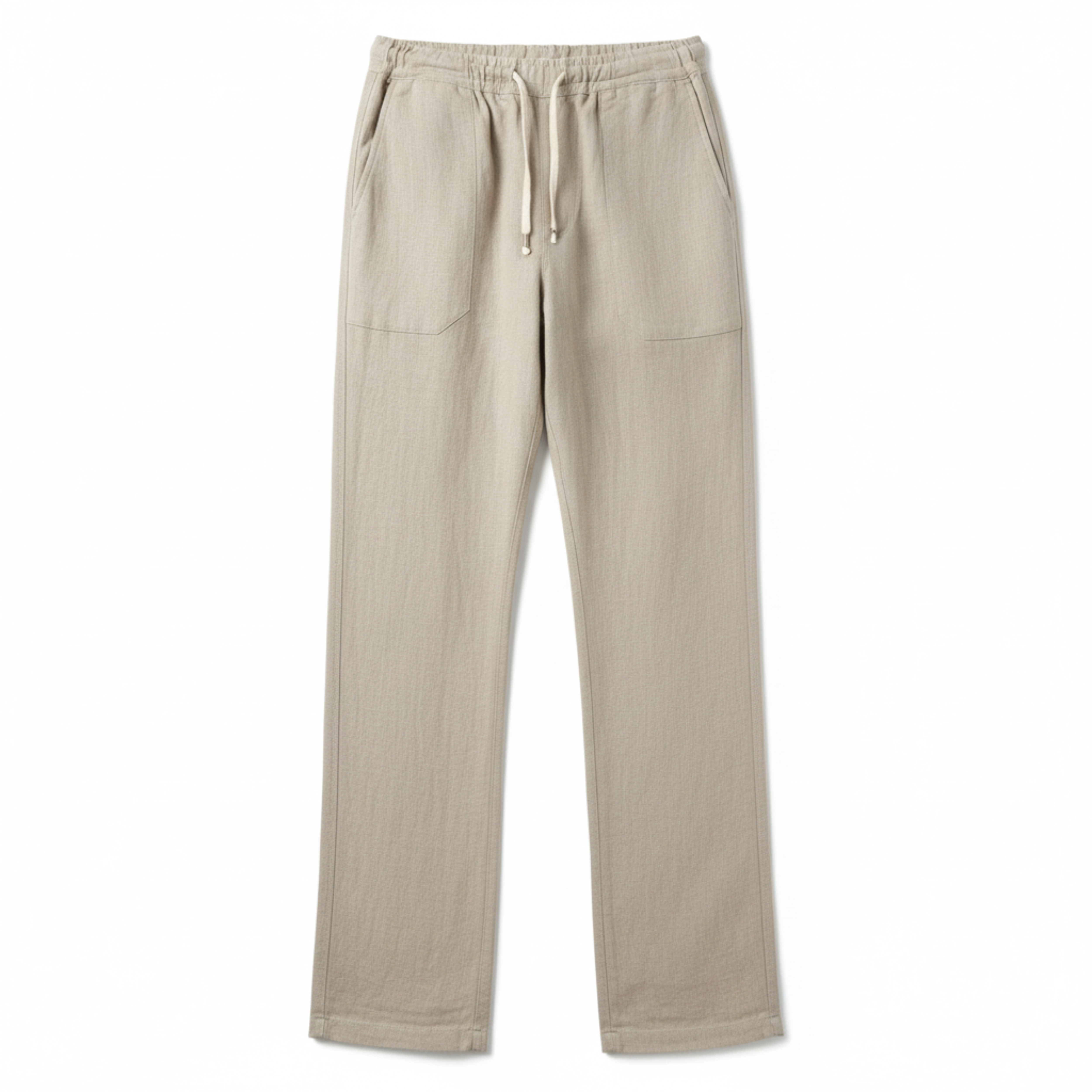 Pantalon en Coton et Lin pour Homme avec Taille Élastique et Coupe Droite