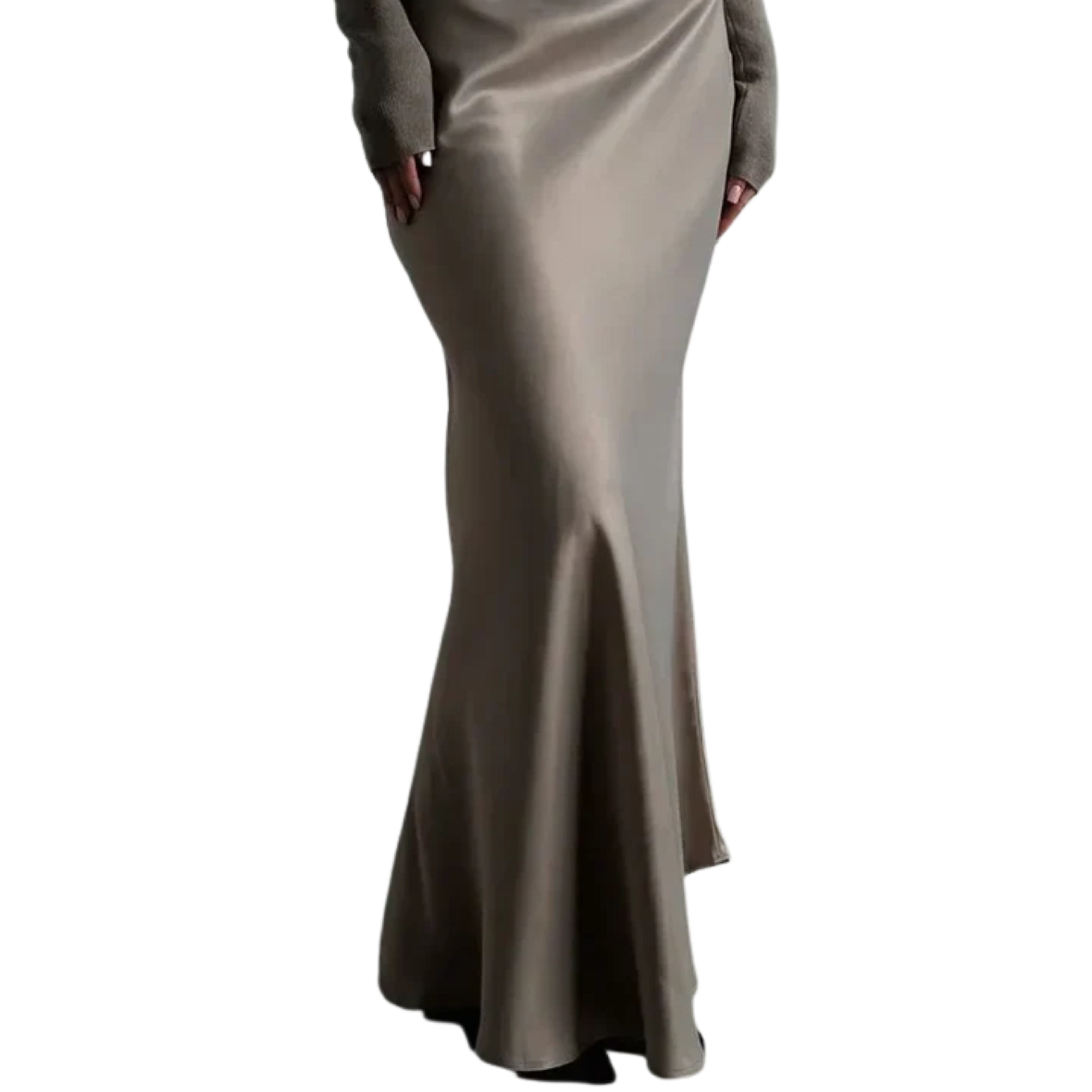 Jupe maxi longue satinée — taille haute coupe sirène — tenue de soirée