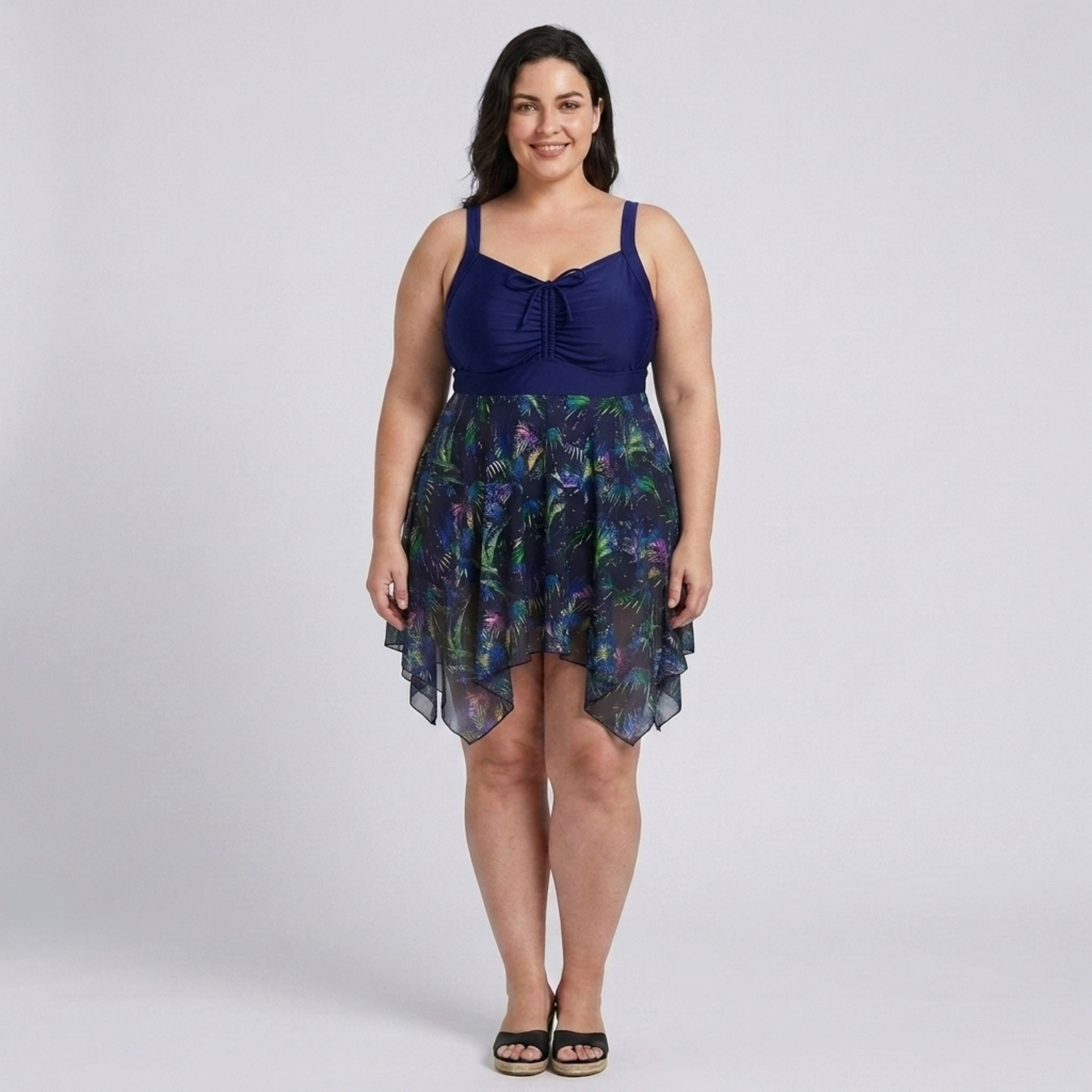 Robe maillot de bain grande taille pour femme avec jupe intégrée imprimée