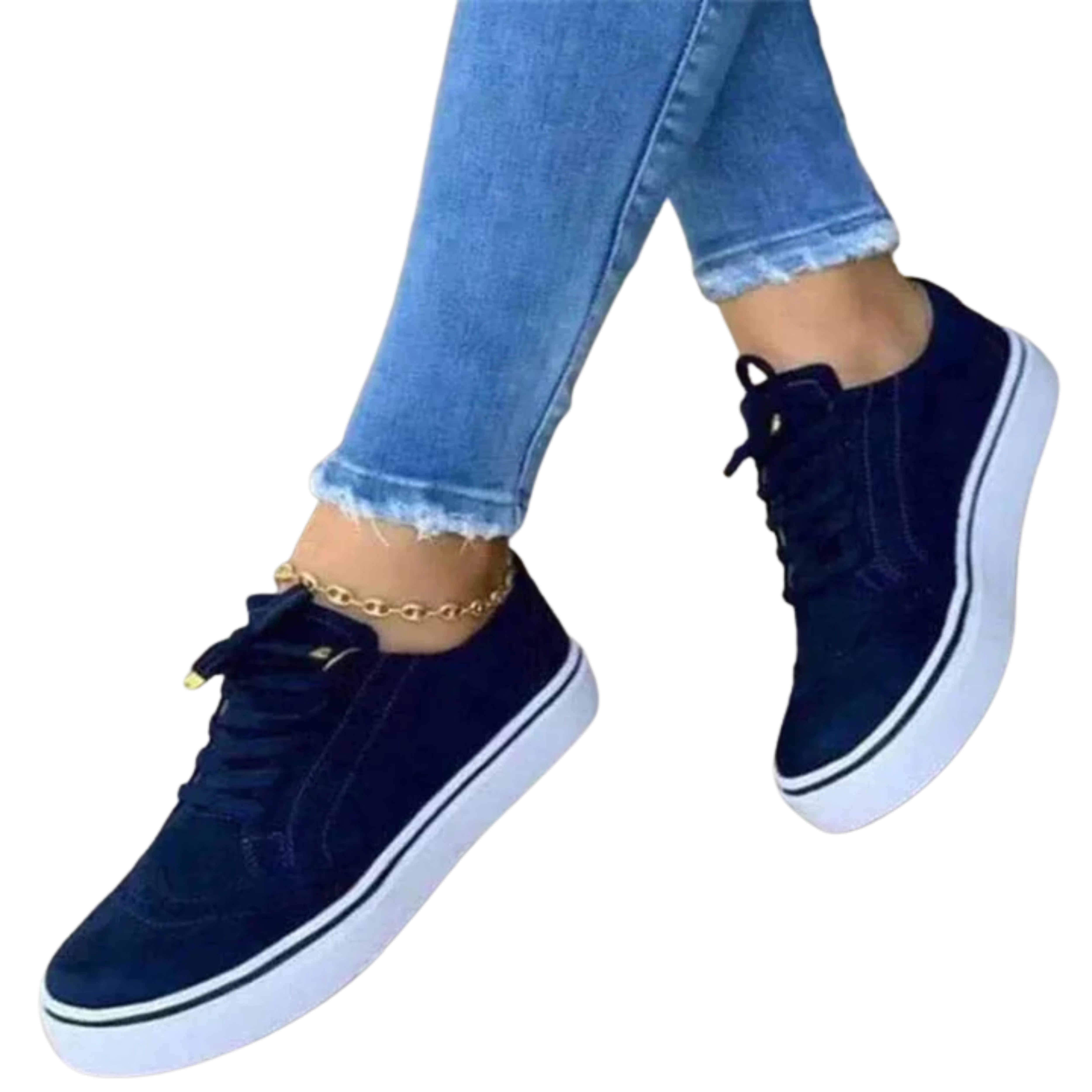 Chaussures de marche femme — semelle compensée et bout fleuri — loisirs
