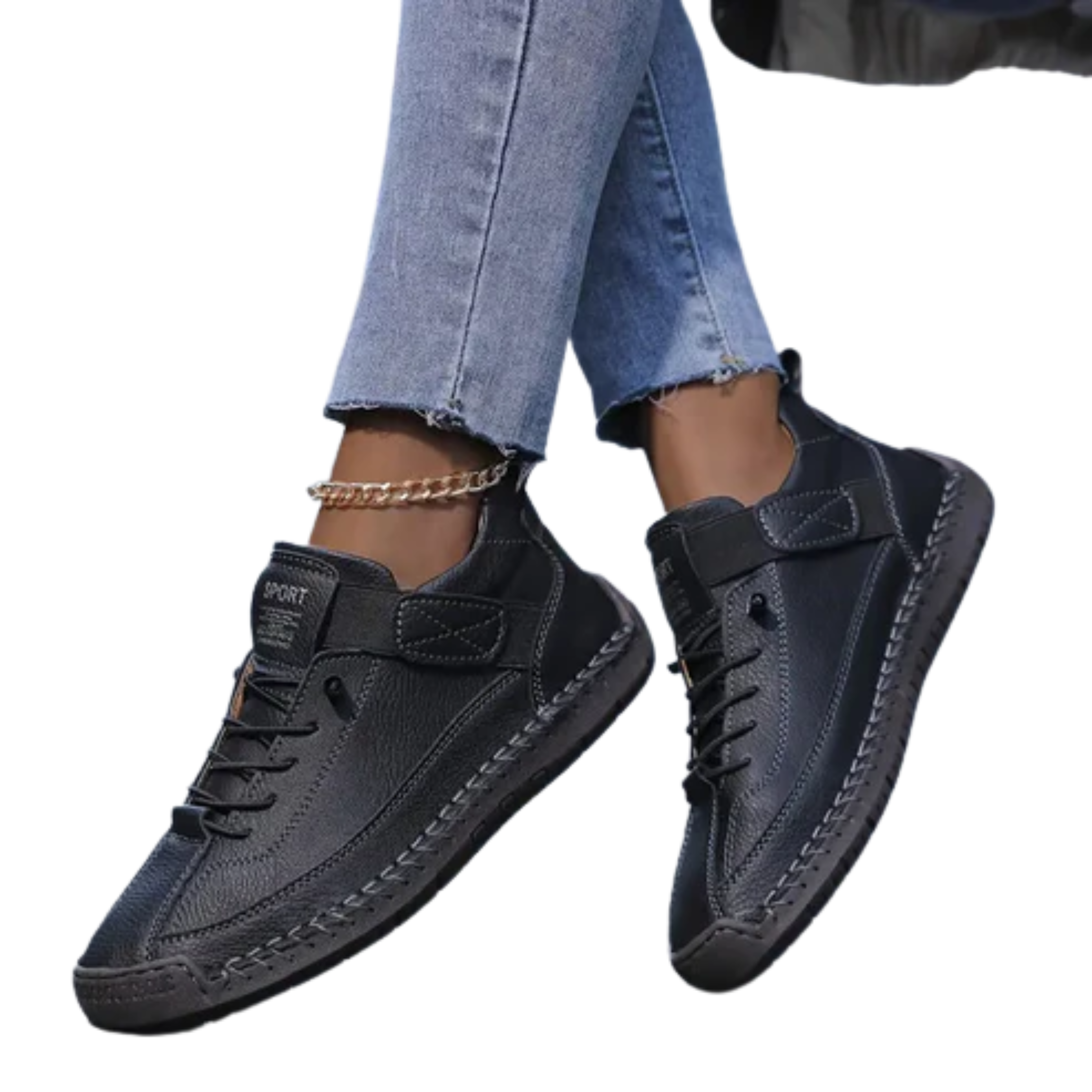 Tennis femme confort — lacets et surpiqûres — style décontracté