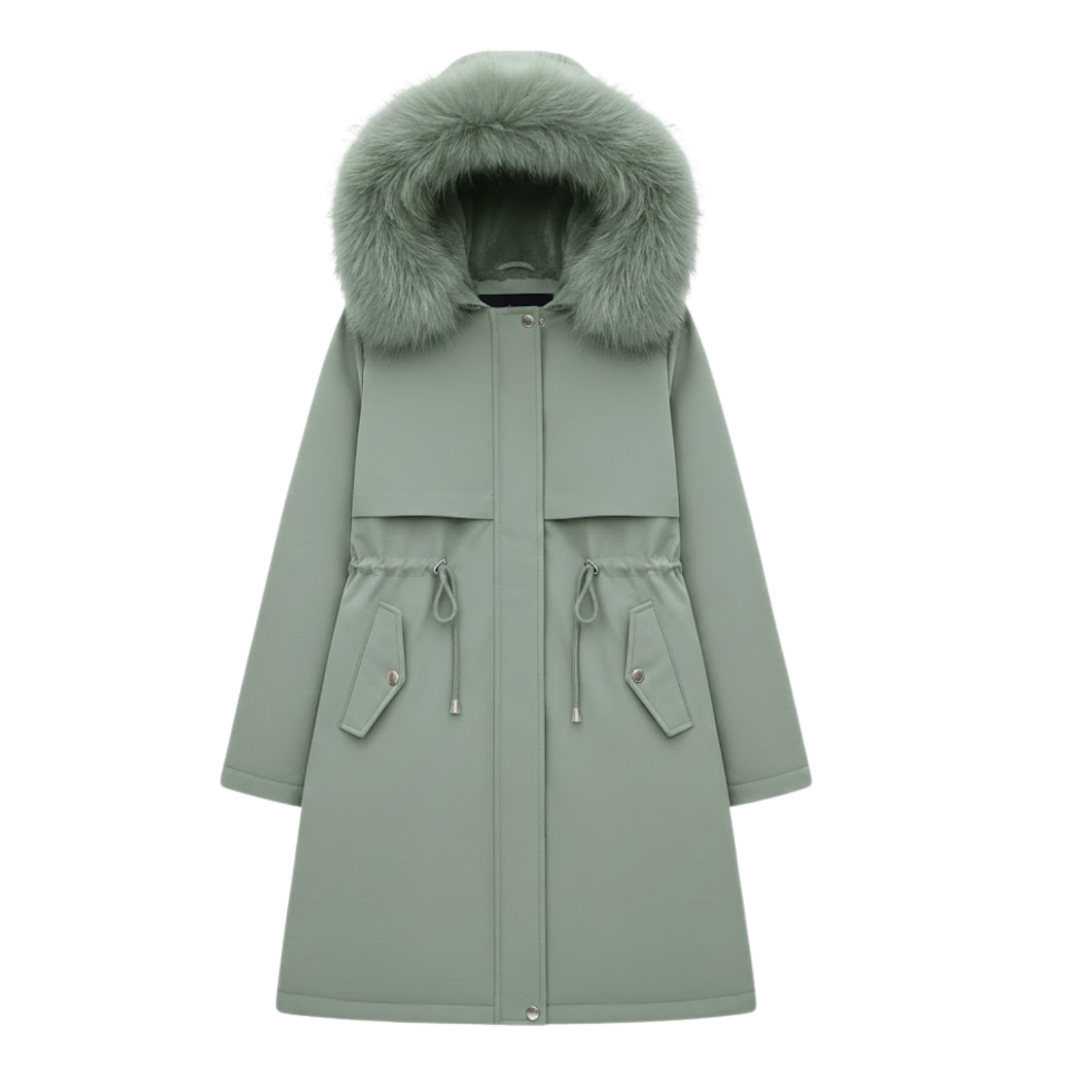 Parka Femme Longue Épaissie et Chaude avec Doublure en Laine et Capuche à Fourrure