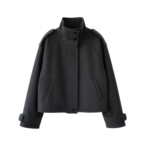 Veste Femme Élégante en Laine à Col Montant