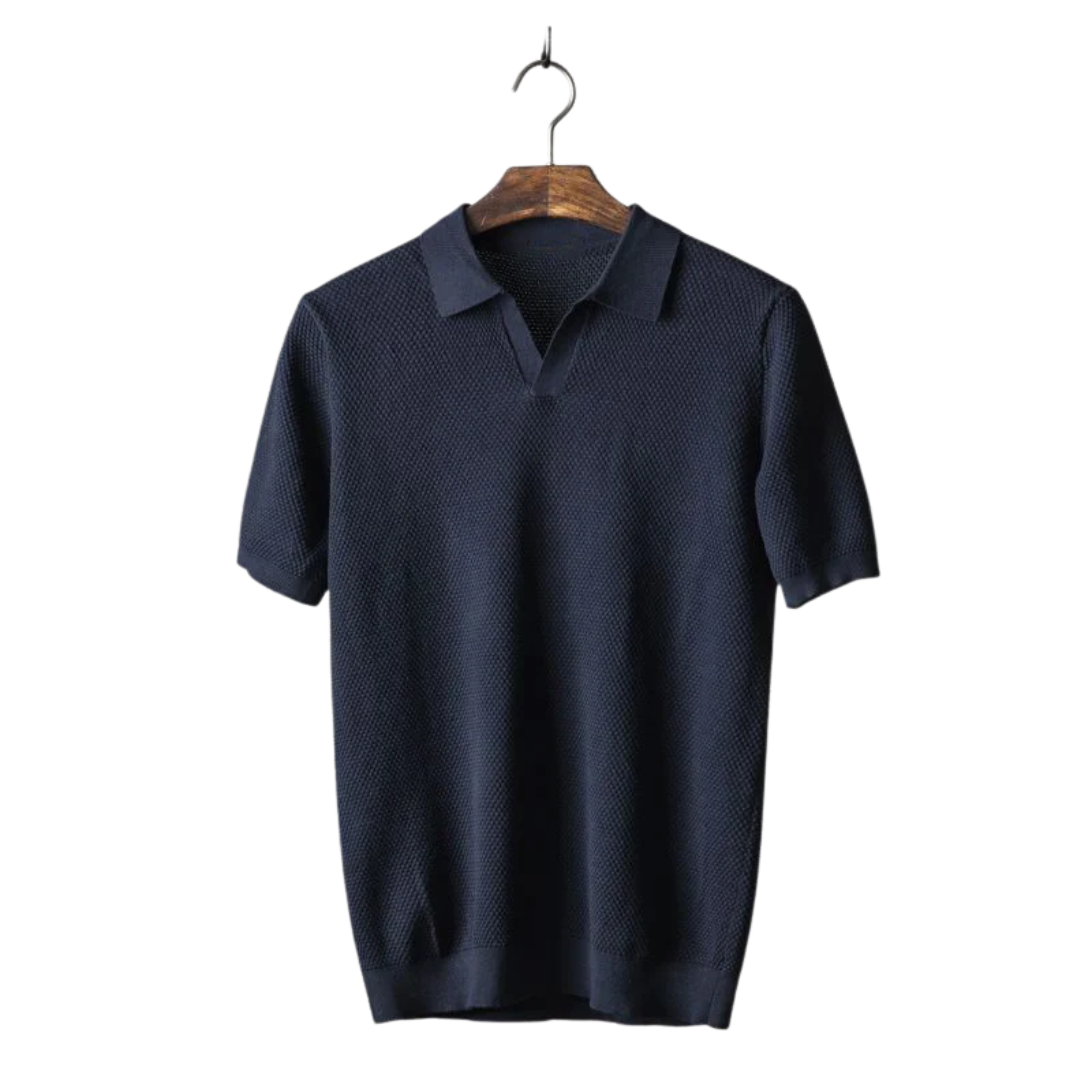 Polo homme en maille piquée texturée à manches courtes — détente