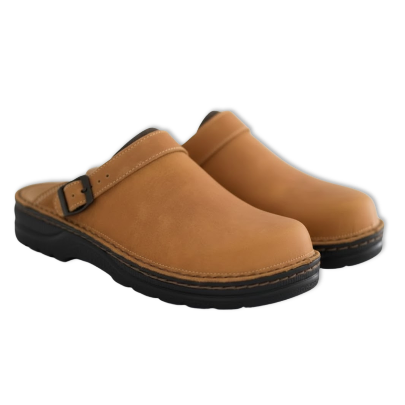 Sabots homme cuir souple bout rond semelle confort style décontracté