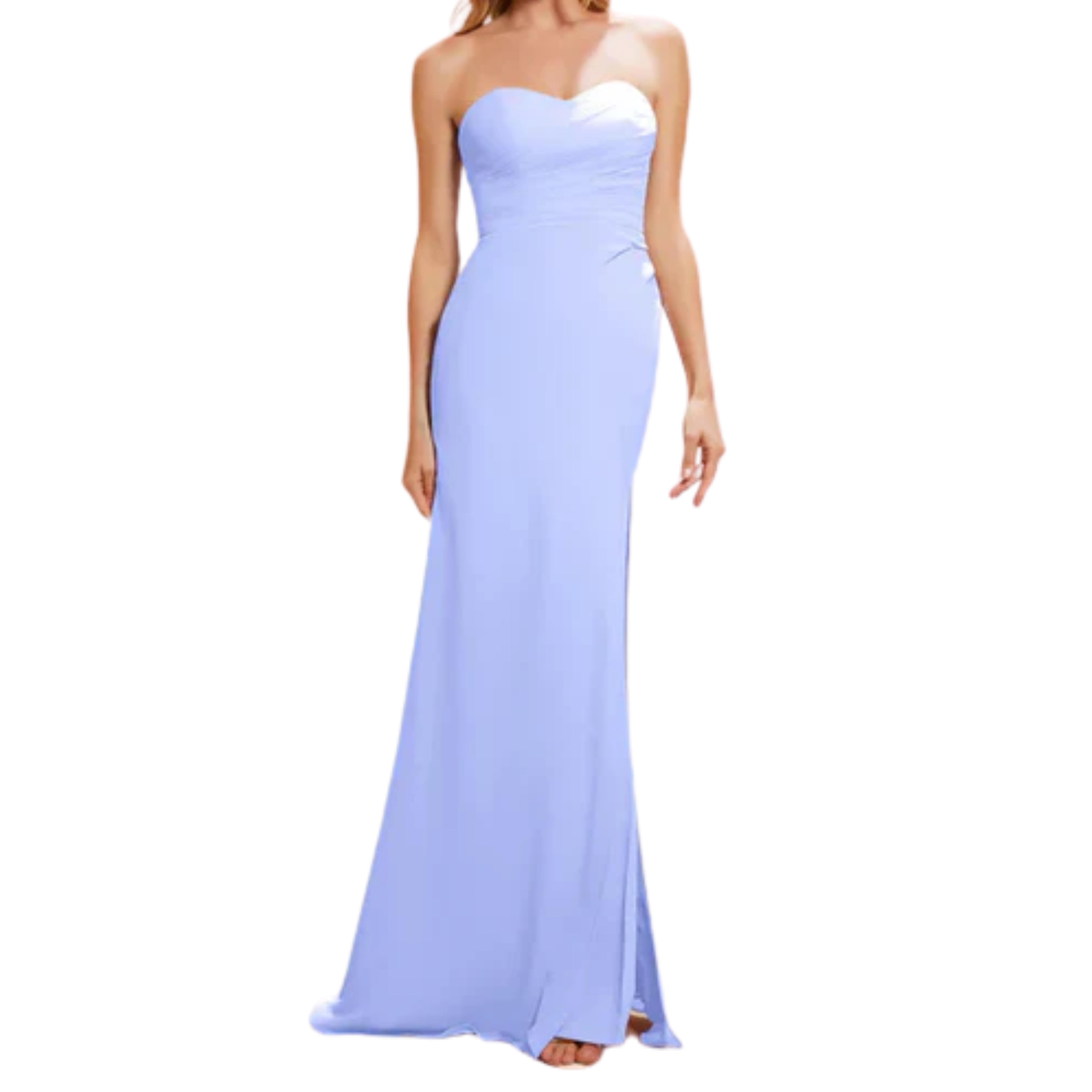 Robe de Cérémonie pour Femme en Mousseline à Coupe Fourreau et Fente Latérale