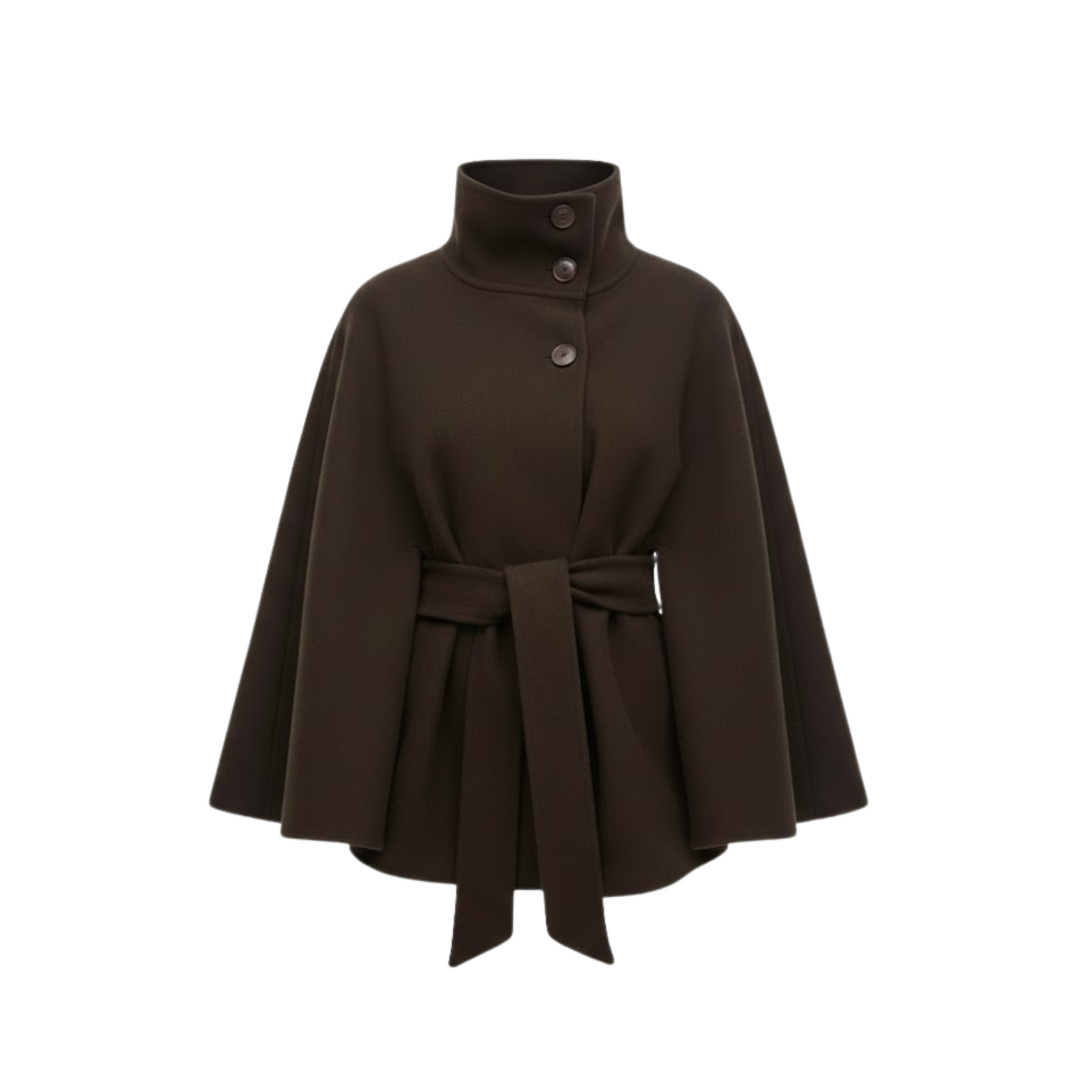 Manteau cape structuré avec ceinture et col montant
