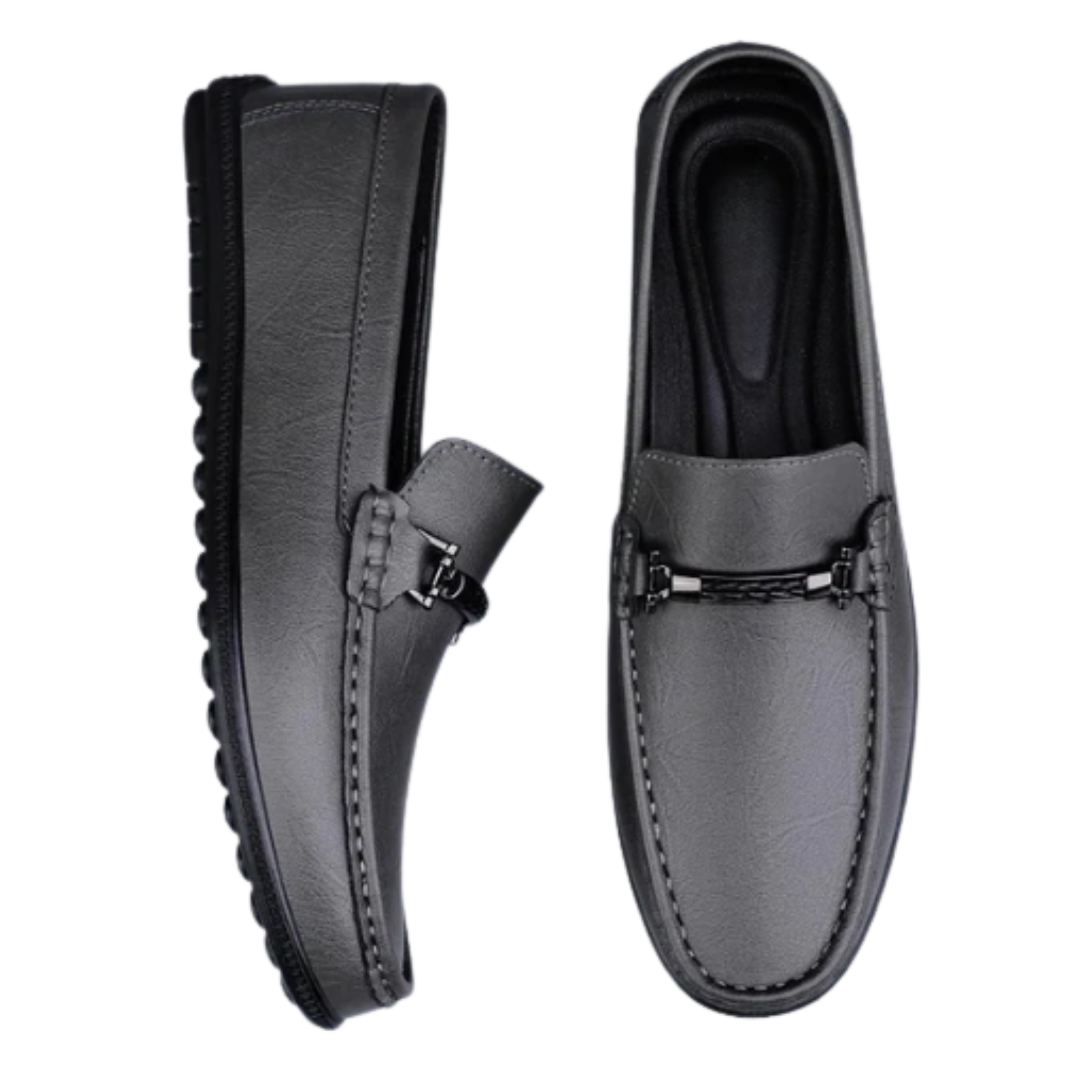 Mocassins cuir véritable — boucle métallique — sorties décontractées