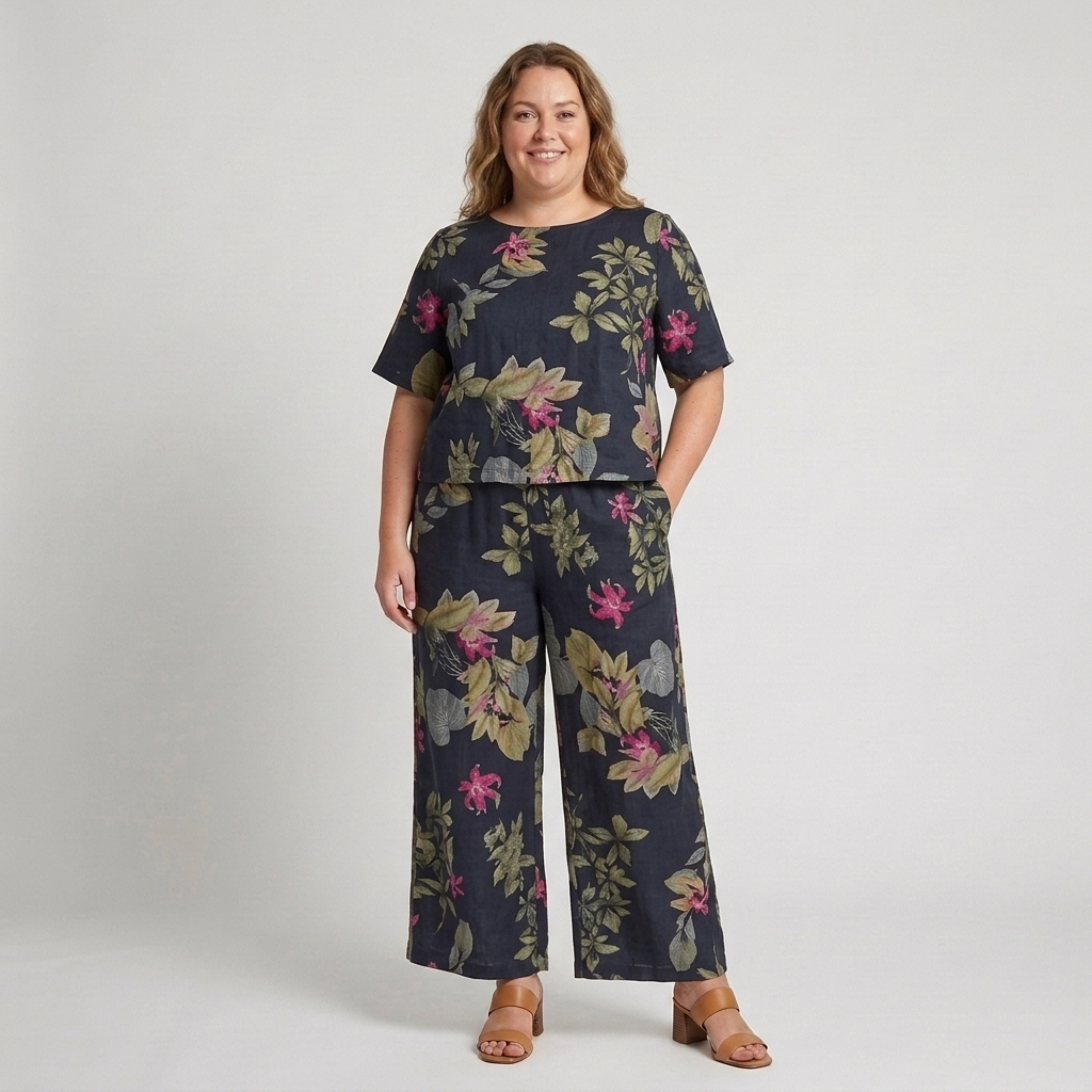 Ensemble pantalon grande taille à imprimé floral