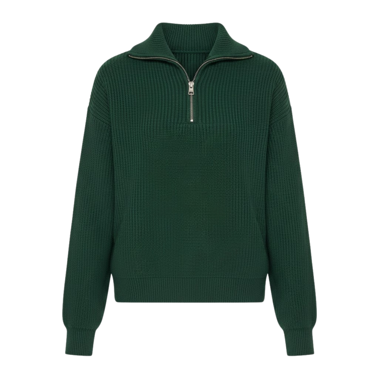 Pull femme élégant col montant demi-zip maille douce décontracté