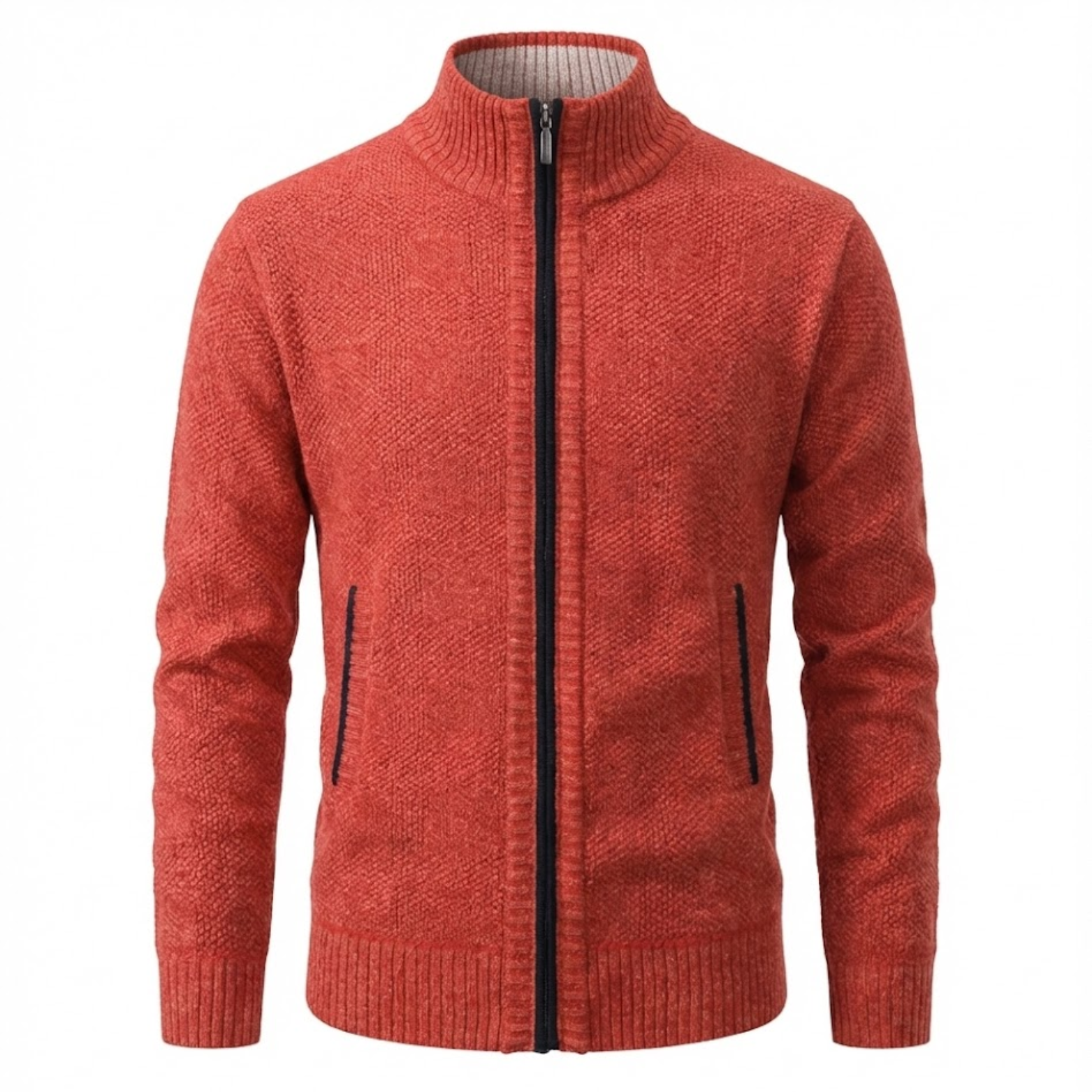 Gilet en maille zippé pour homme avec col montant et doublure en polaire