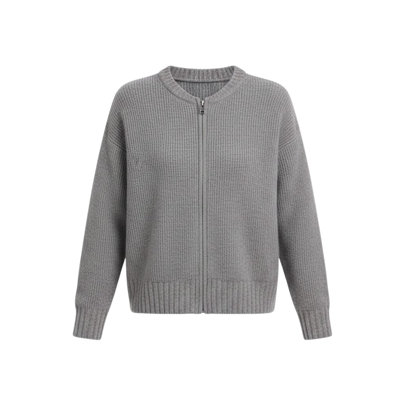 Veste pull en maille zippée pour femme col rond style vintage décontracté