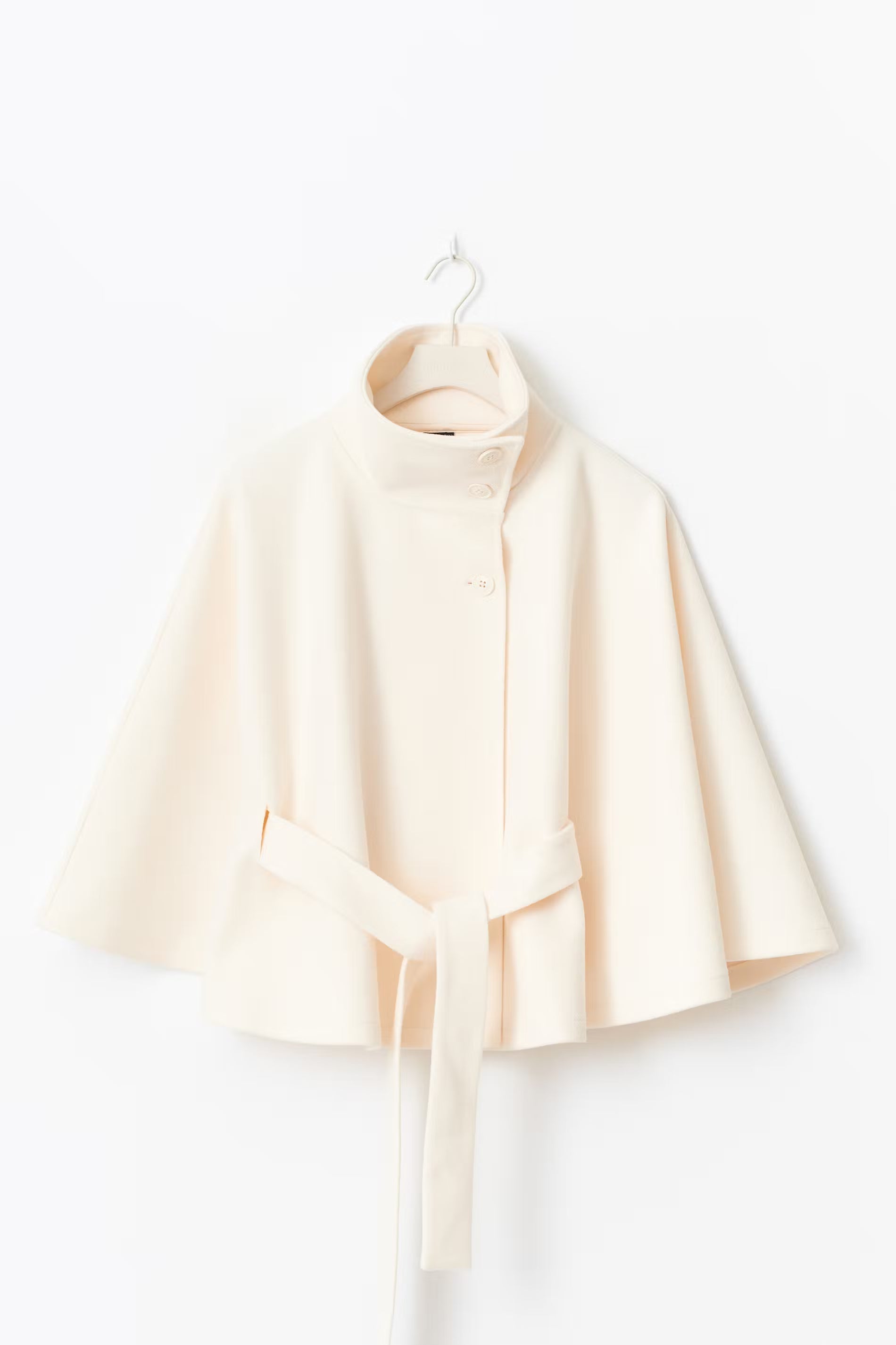 Cape Femme – High Neck Tie Waist Loose Silhouette