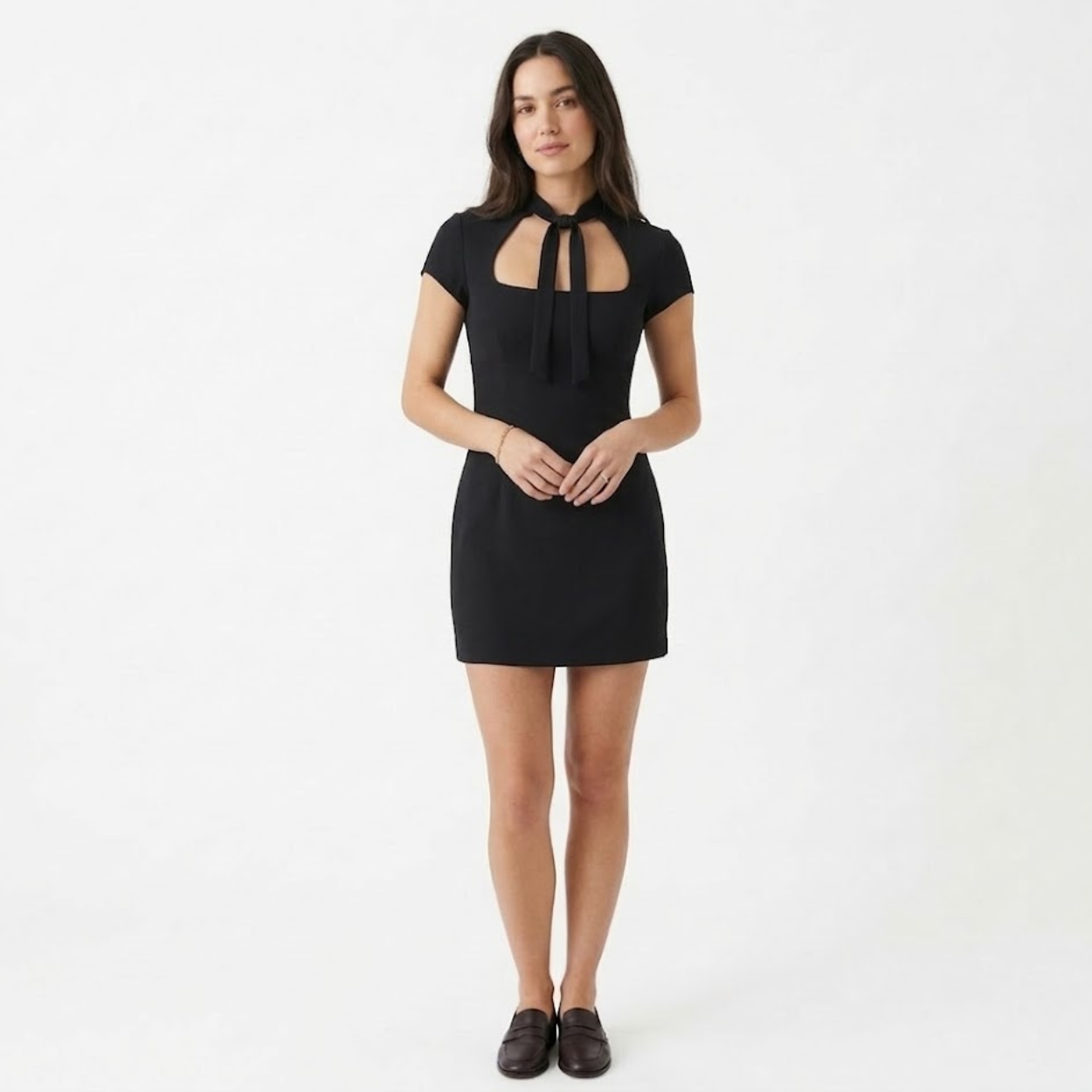 Robe Courte à Pois avec Épaules Dénudées et Laçage Frontal pour Femmes