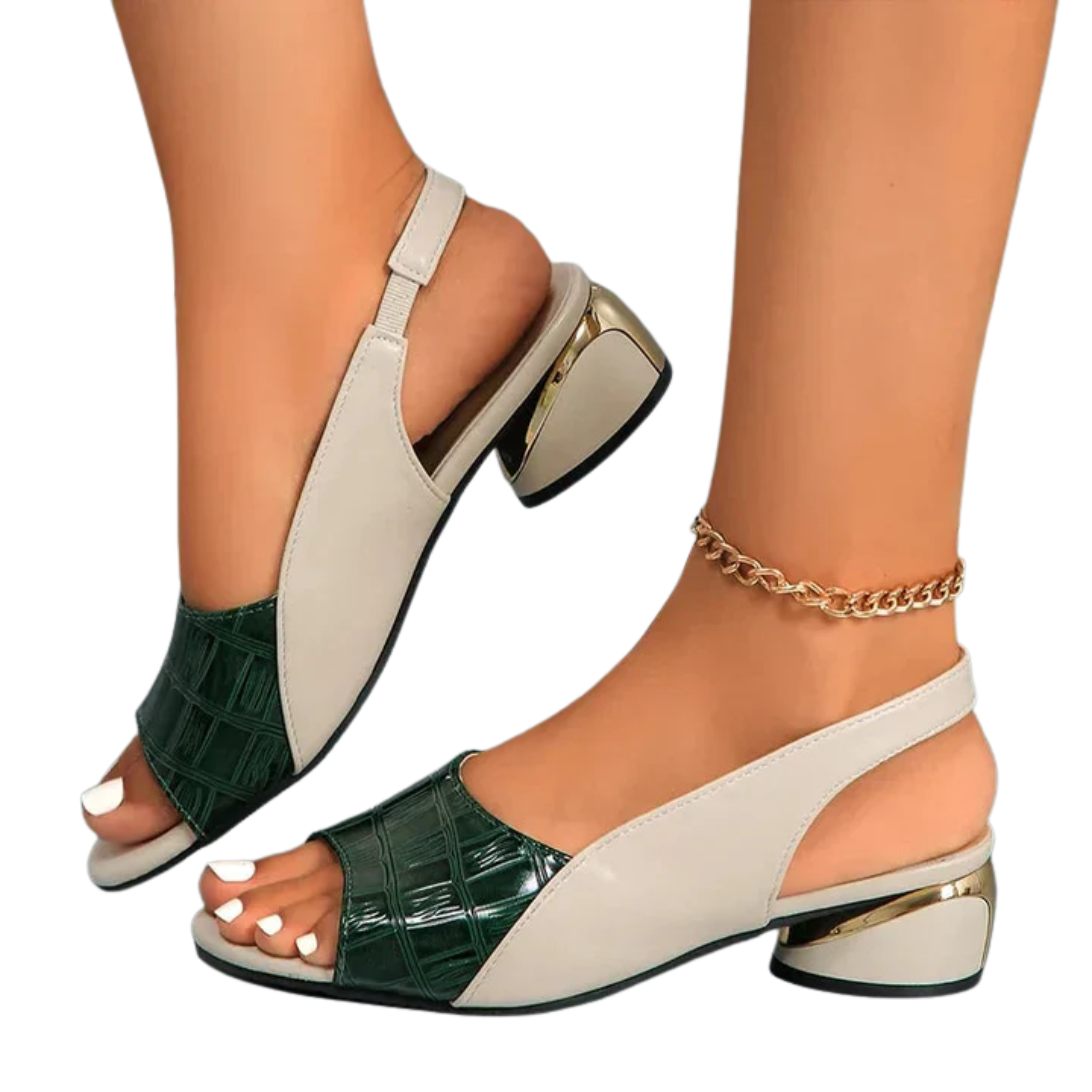 Nu-pieds slingback femme — talon carré et bout ouvert — bureau