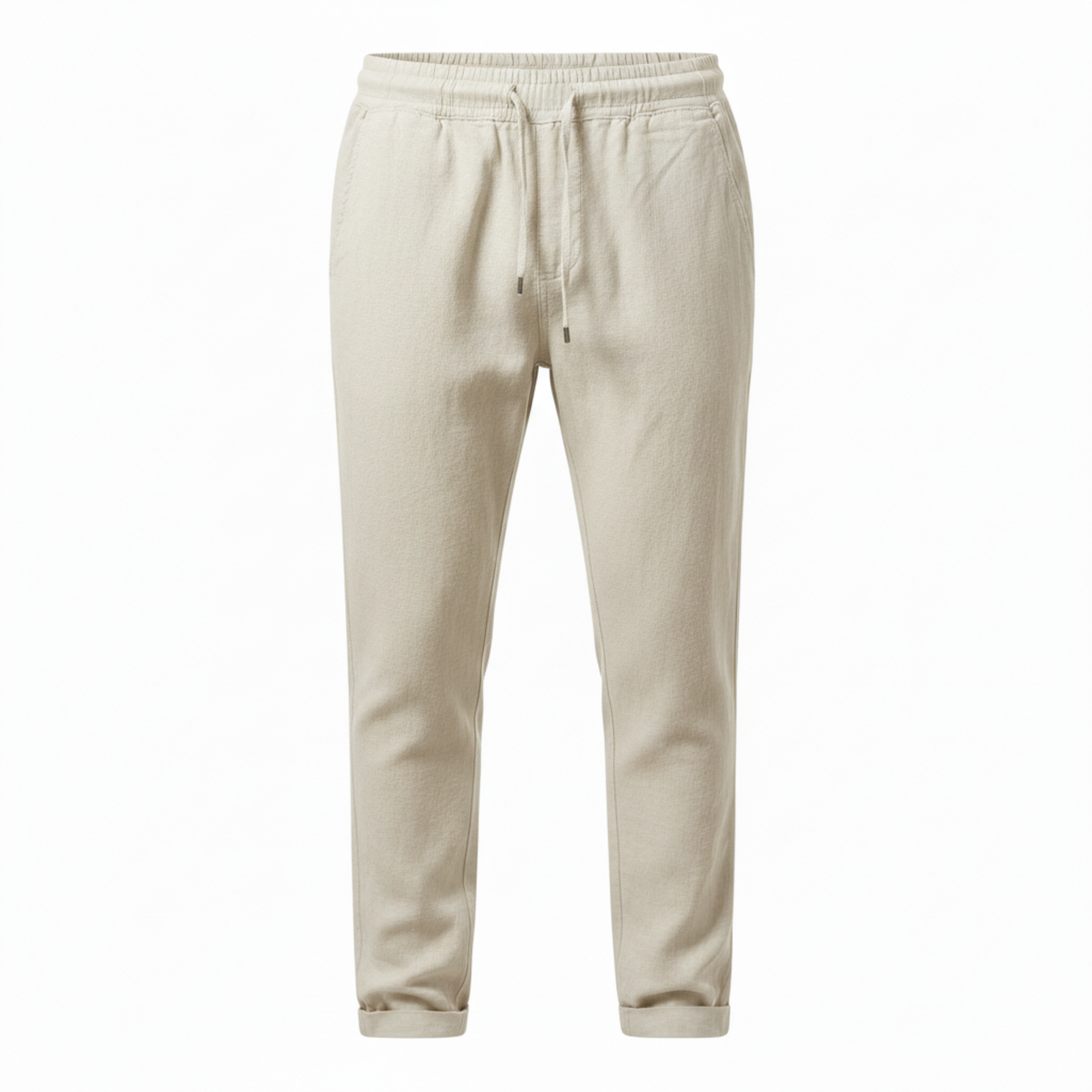Pantalon en Coton et Lin pour Homme avec Taille Élastique et Coupe Droite Décontractée