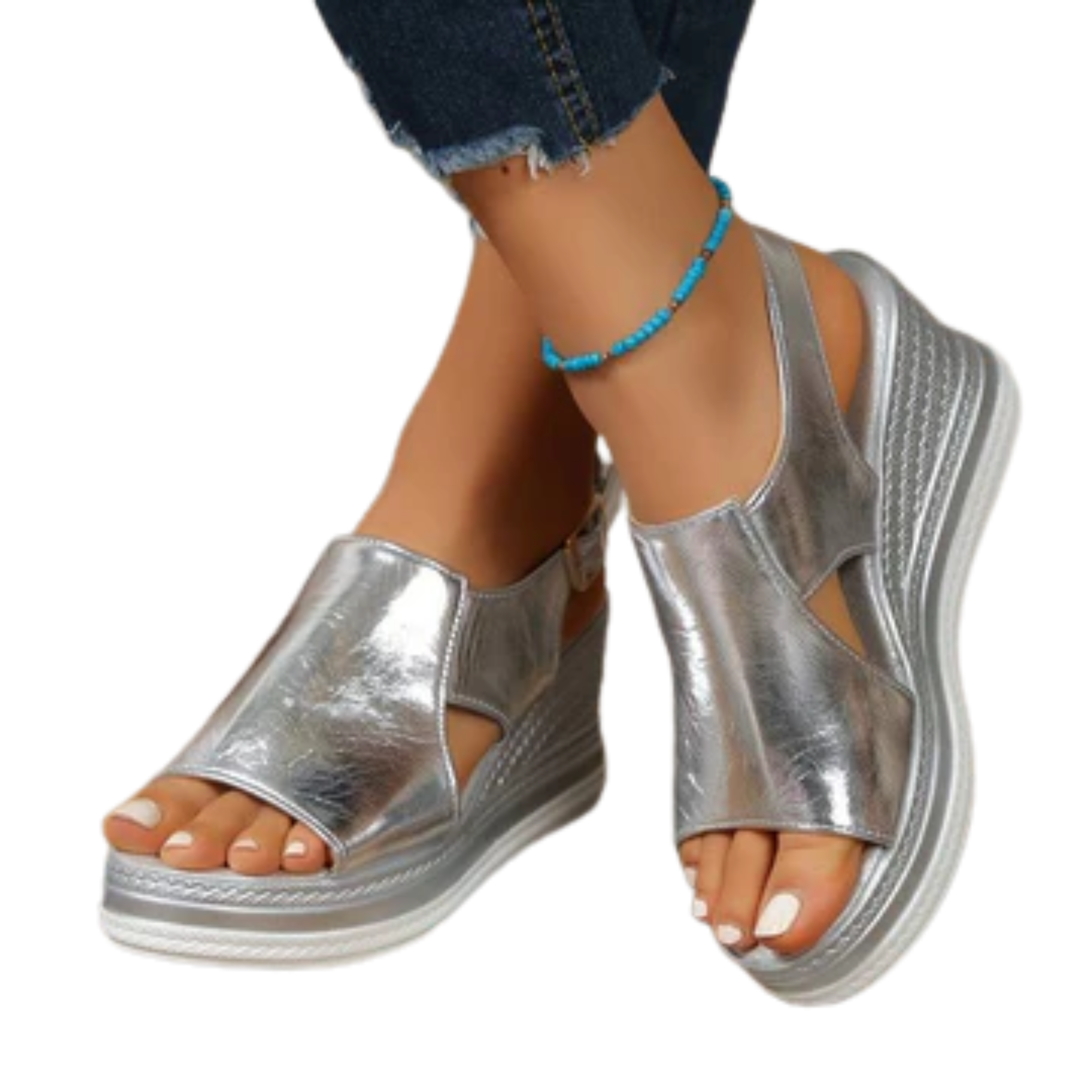 Sandales femme à talon compensé — confort et maintien — vacances