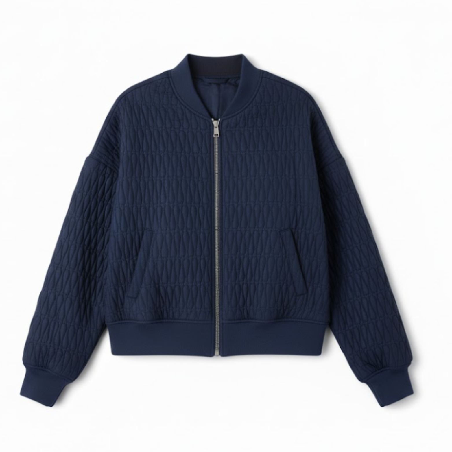 Veste bomber matelassée à col montant et texture gaufrée