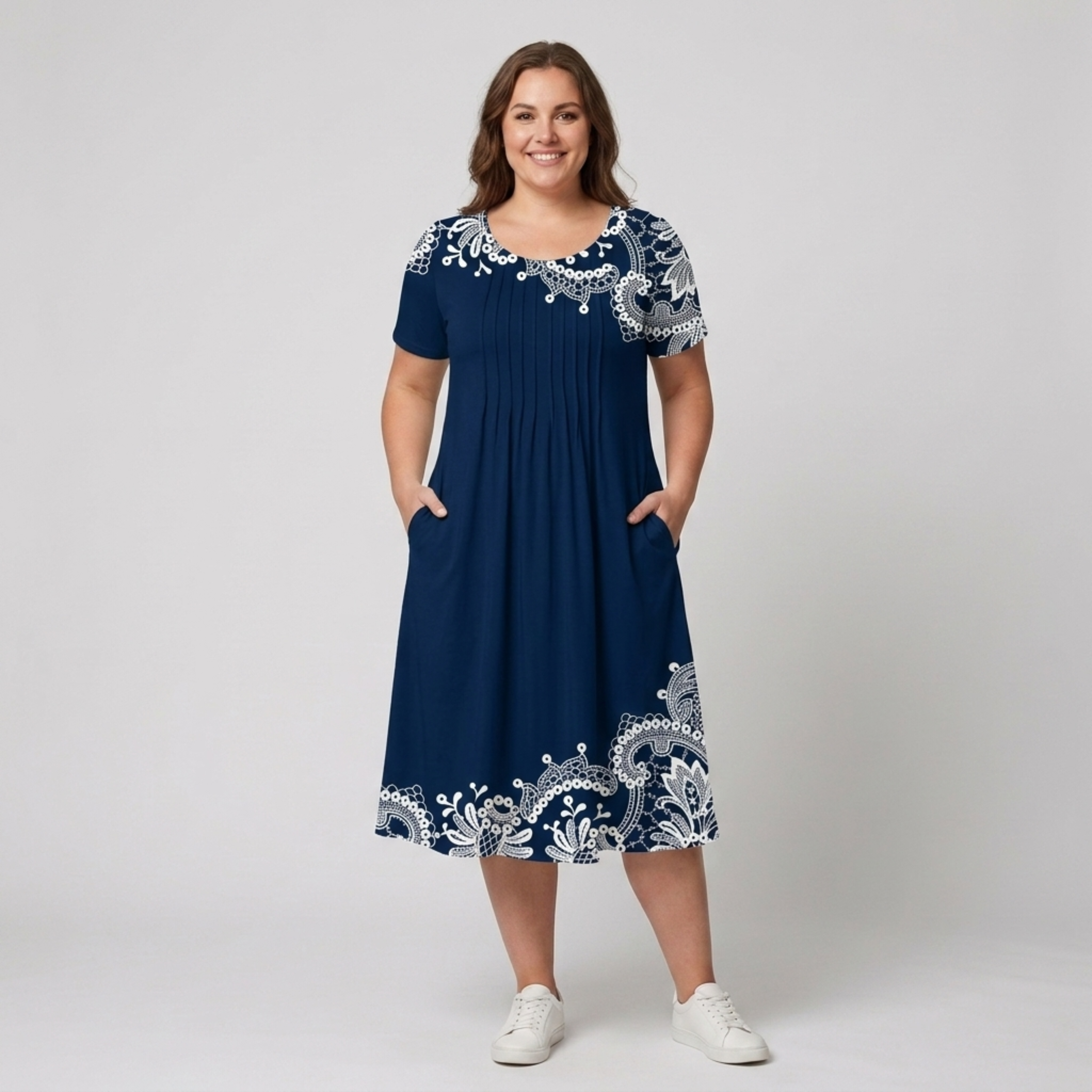Robe mi-longue imprimée décontractée