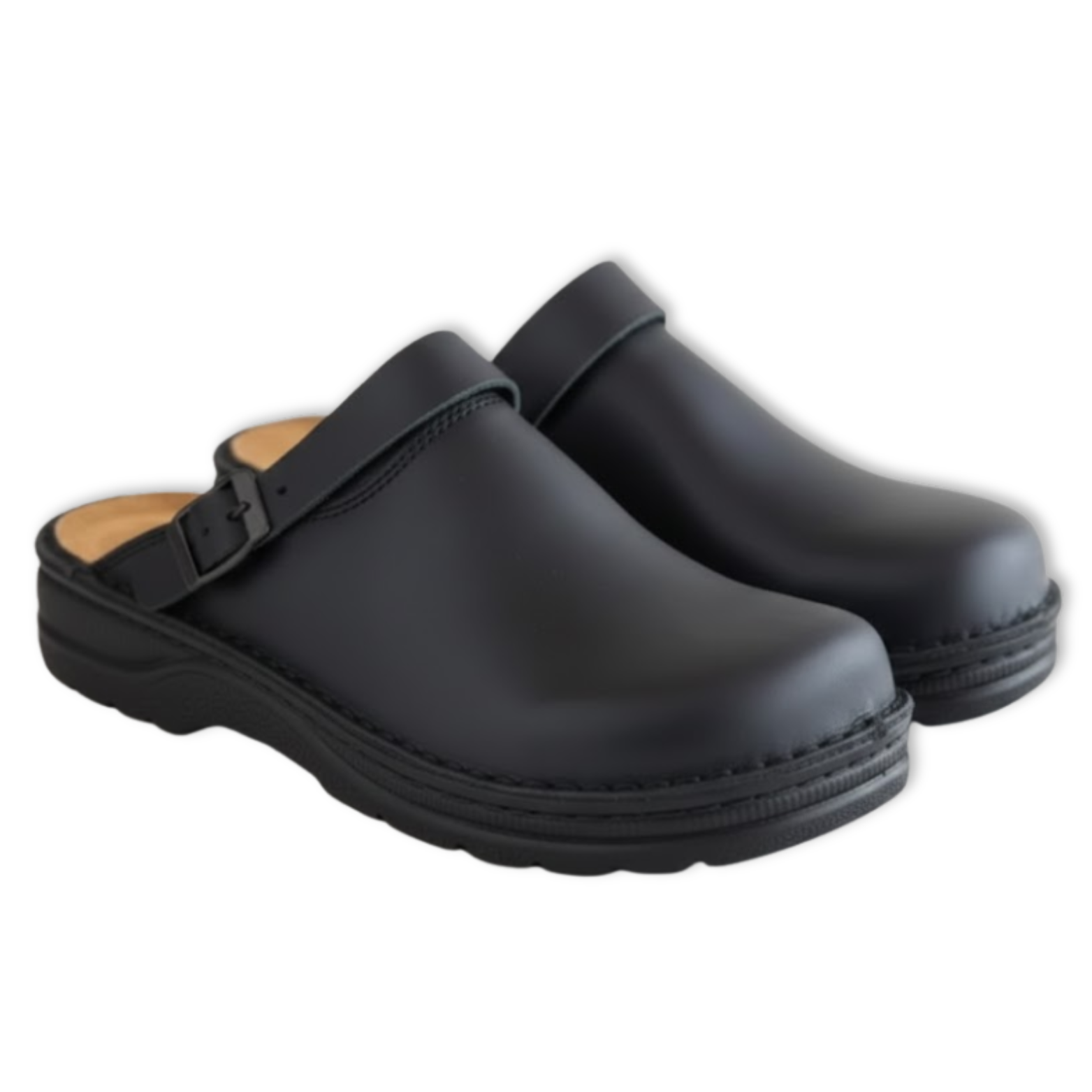 Sabots homme cuir souple bout rond semelle confort style décontracté