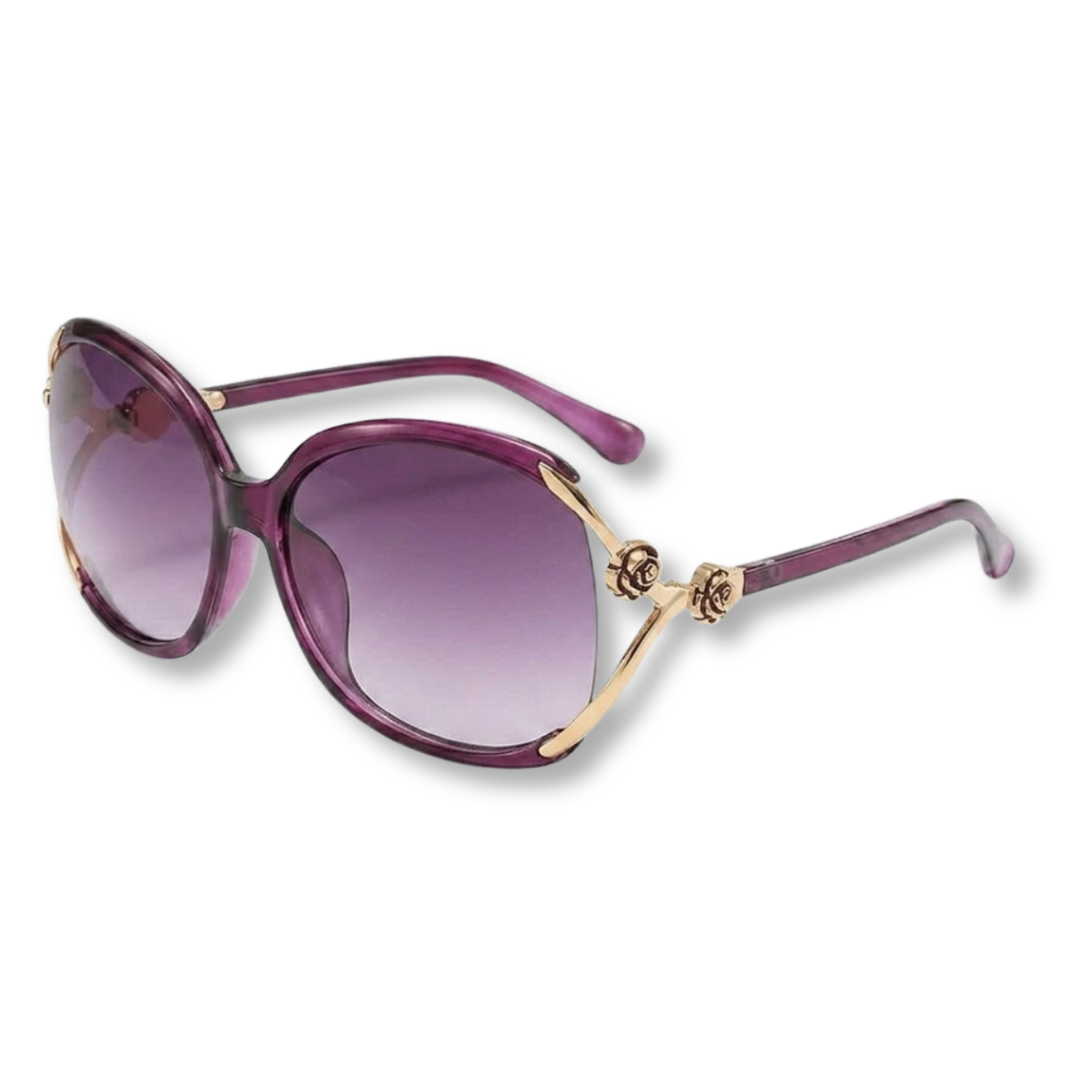 Lunettes de Soleil Oversized pour Femme avec Branches en Métal et Détails Floraux