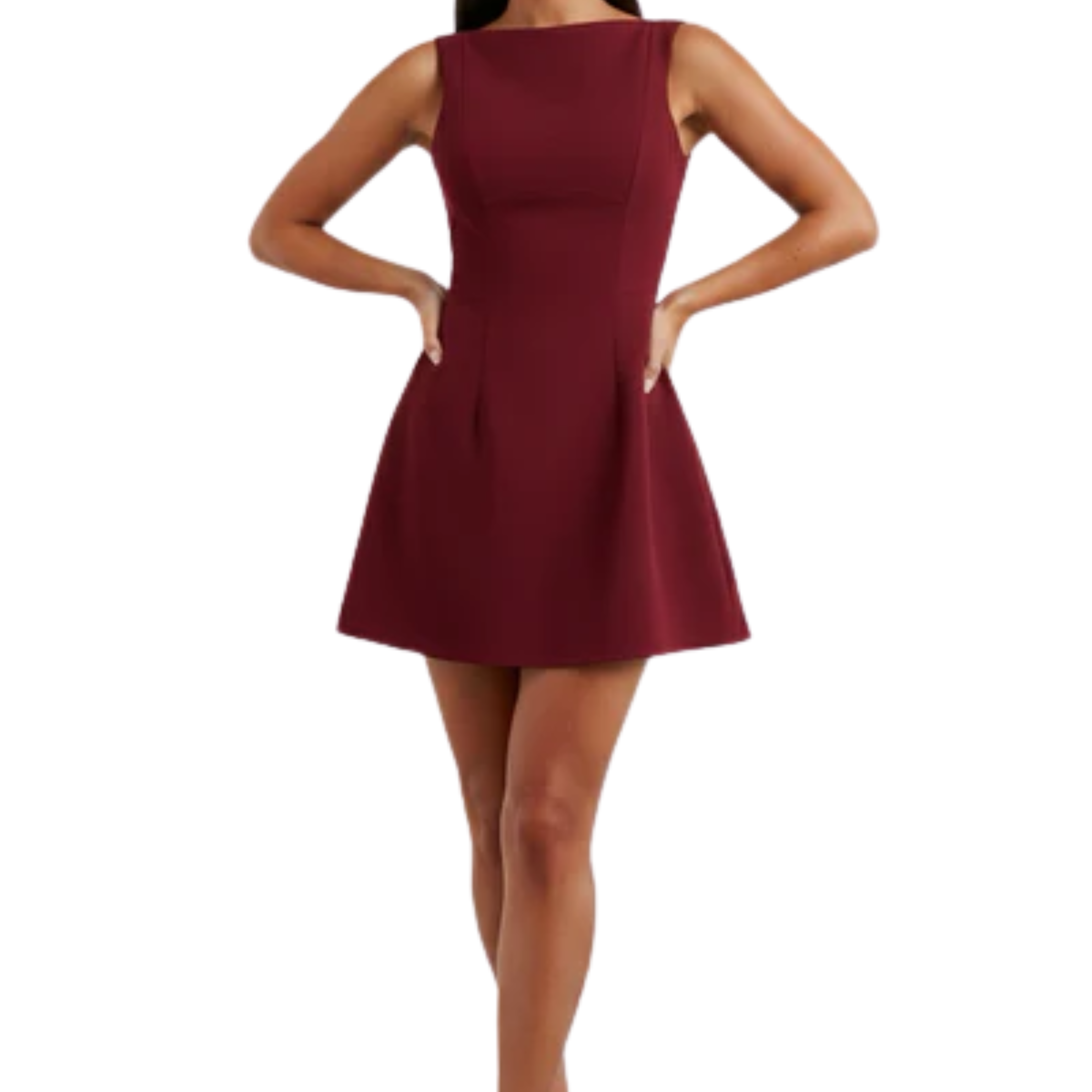 Robe courte femme — jupe boule en crêpe et col bateau | tenue de soirée