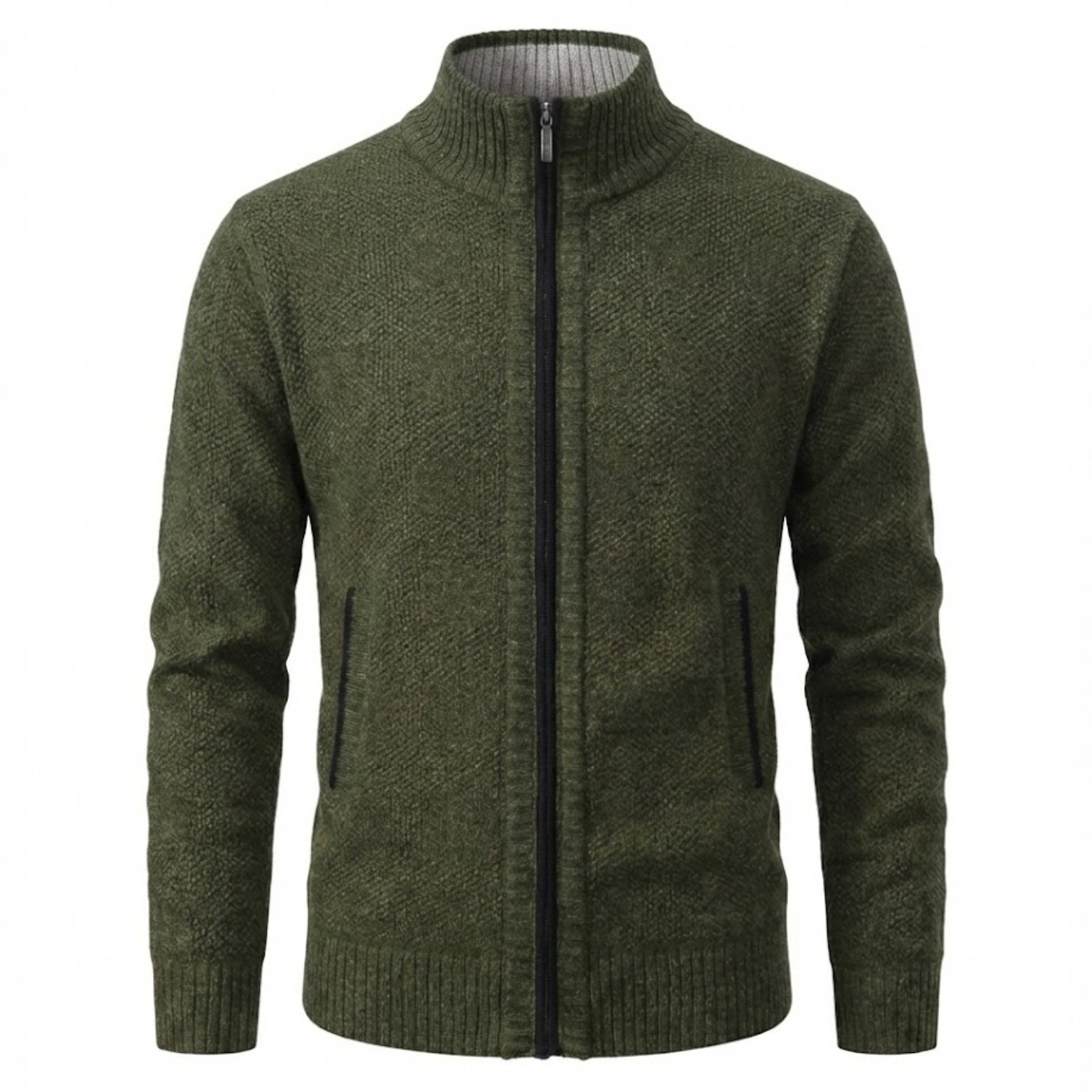 Gilet en maille zippé pour homme avec col montant et doublure en polaire