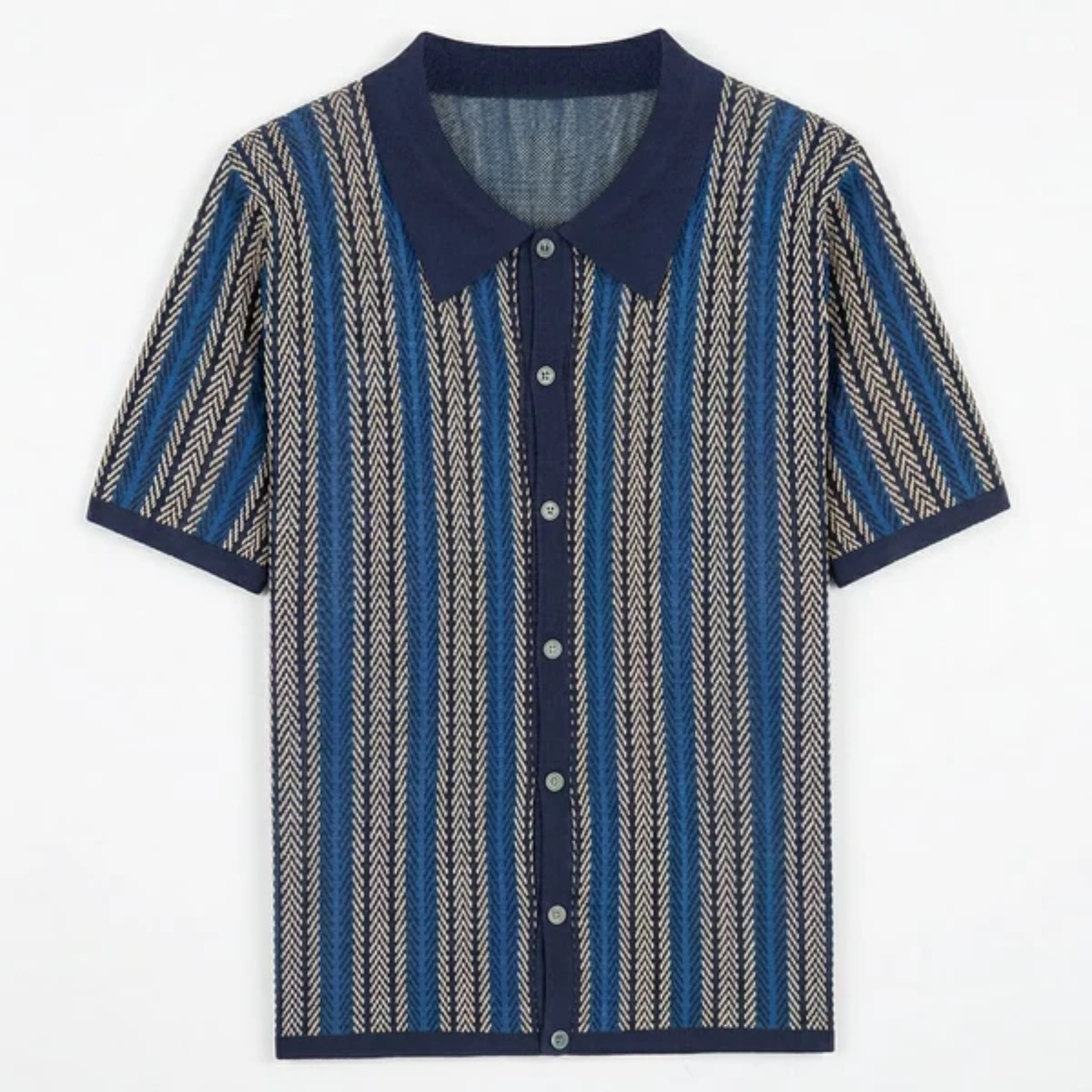 Polo en maille homme — rayures verticales — style décontracté resort