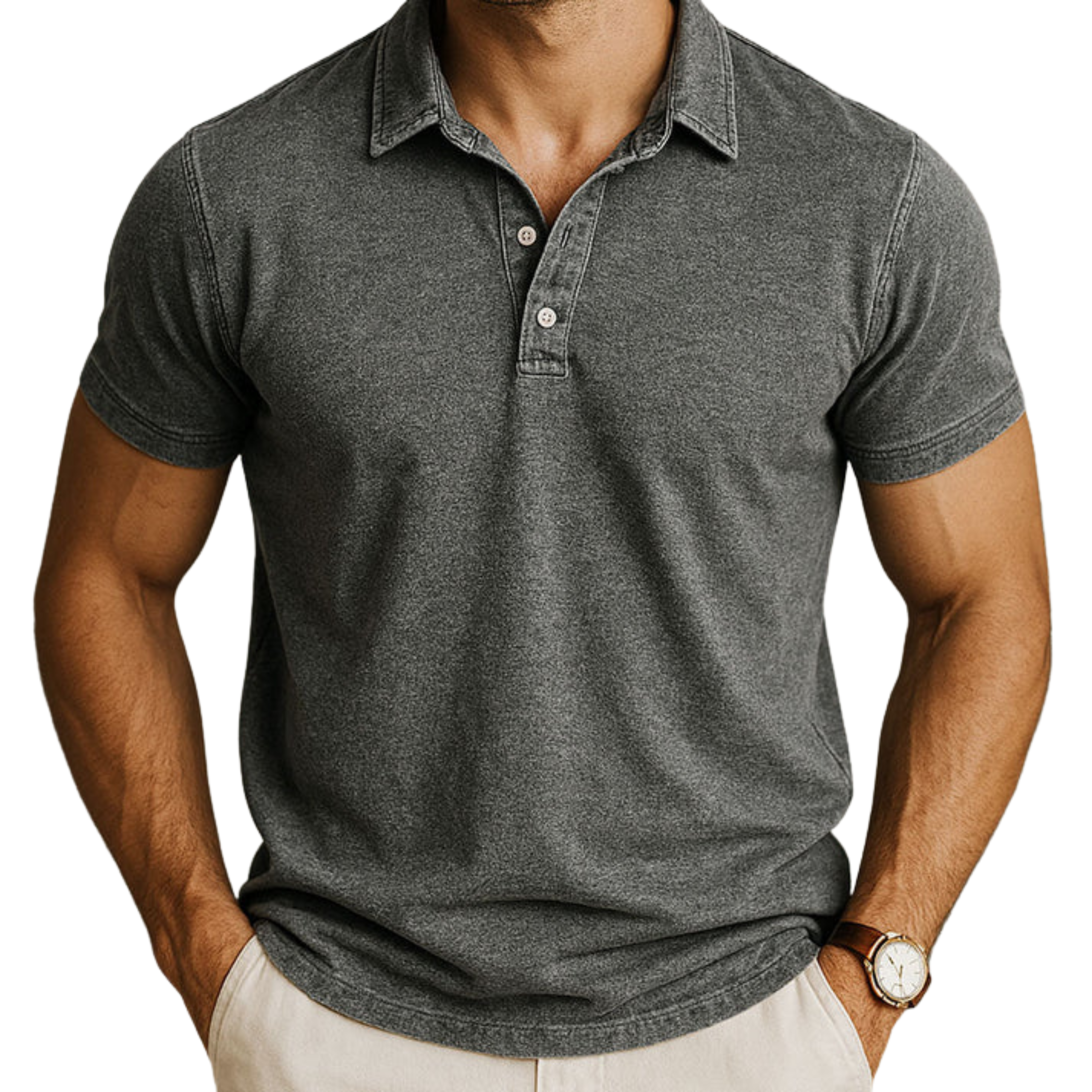 Polo en coton pour hommes — coupe décontractée — style vintage