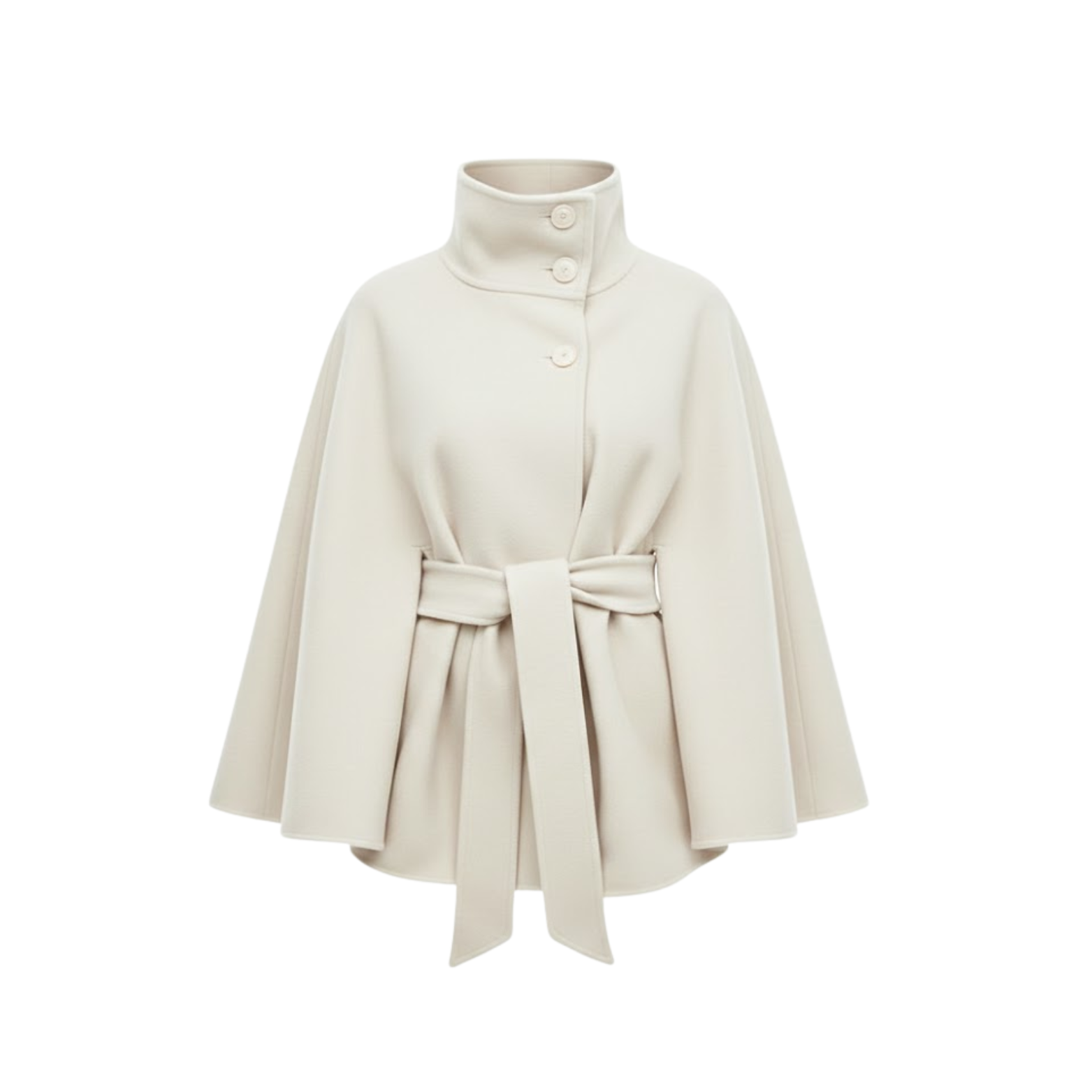 Manteau cape structuré avec ceinture et col montant