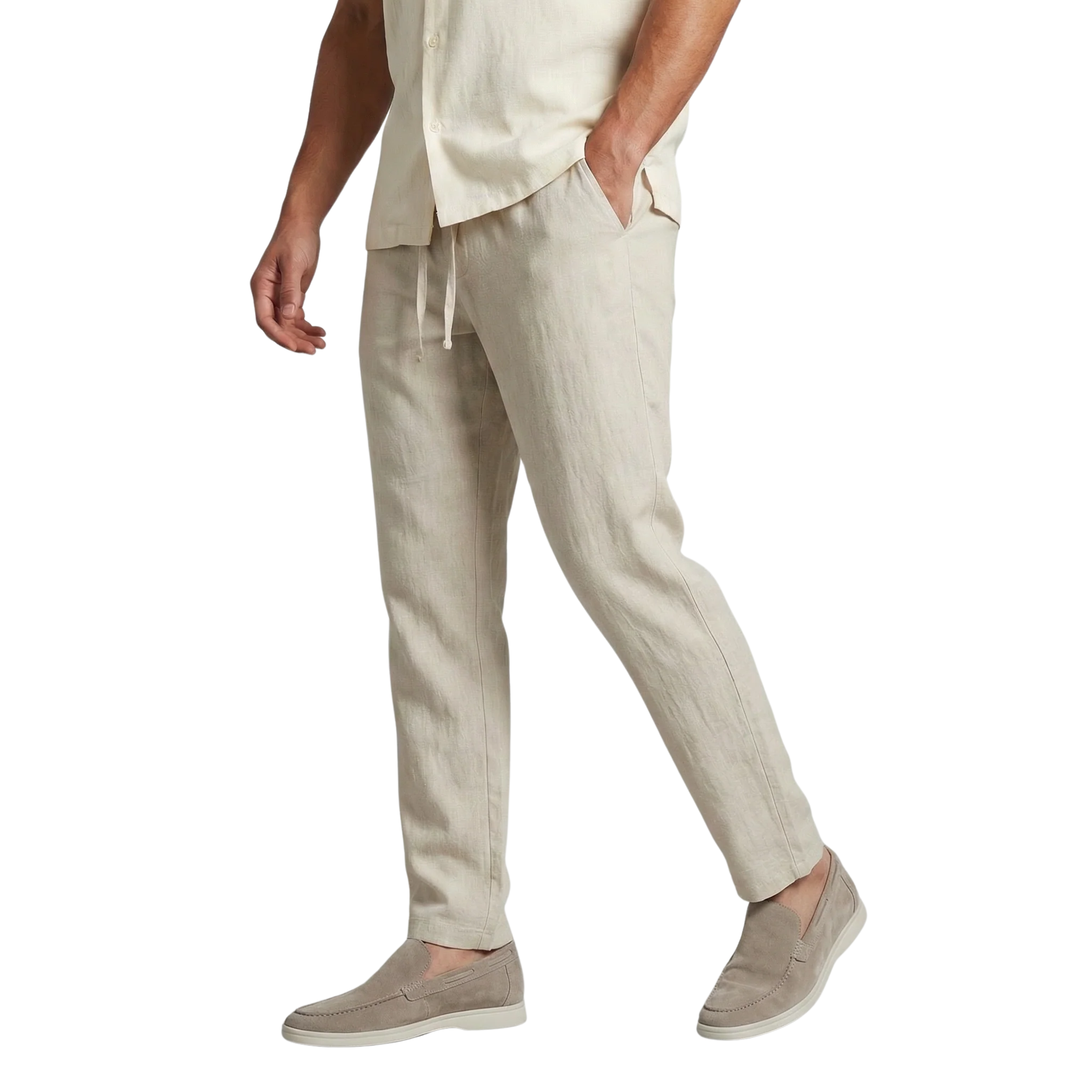 Pantalon large en lin homme — mélange coton — vacances et été