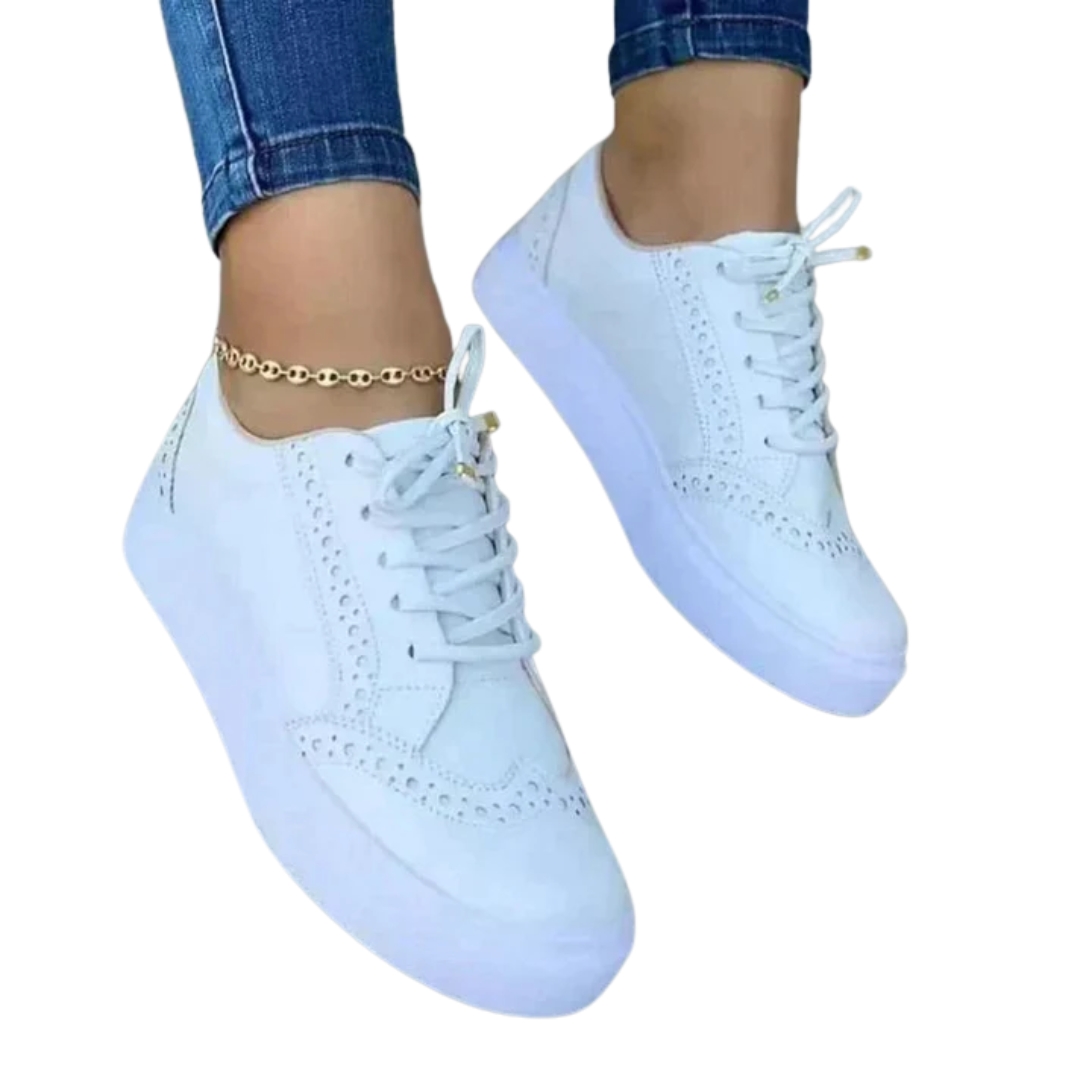 Chaussures de marche femme — semelle compensée et bout fleuri — loisirs