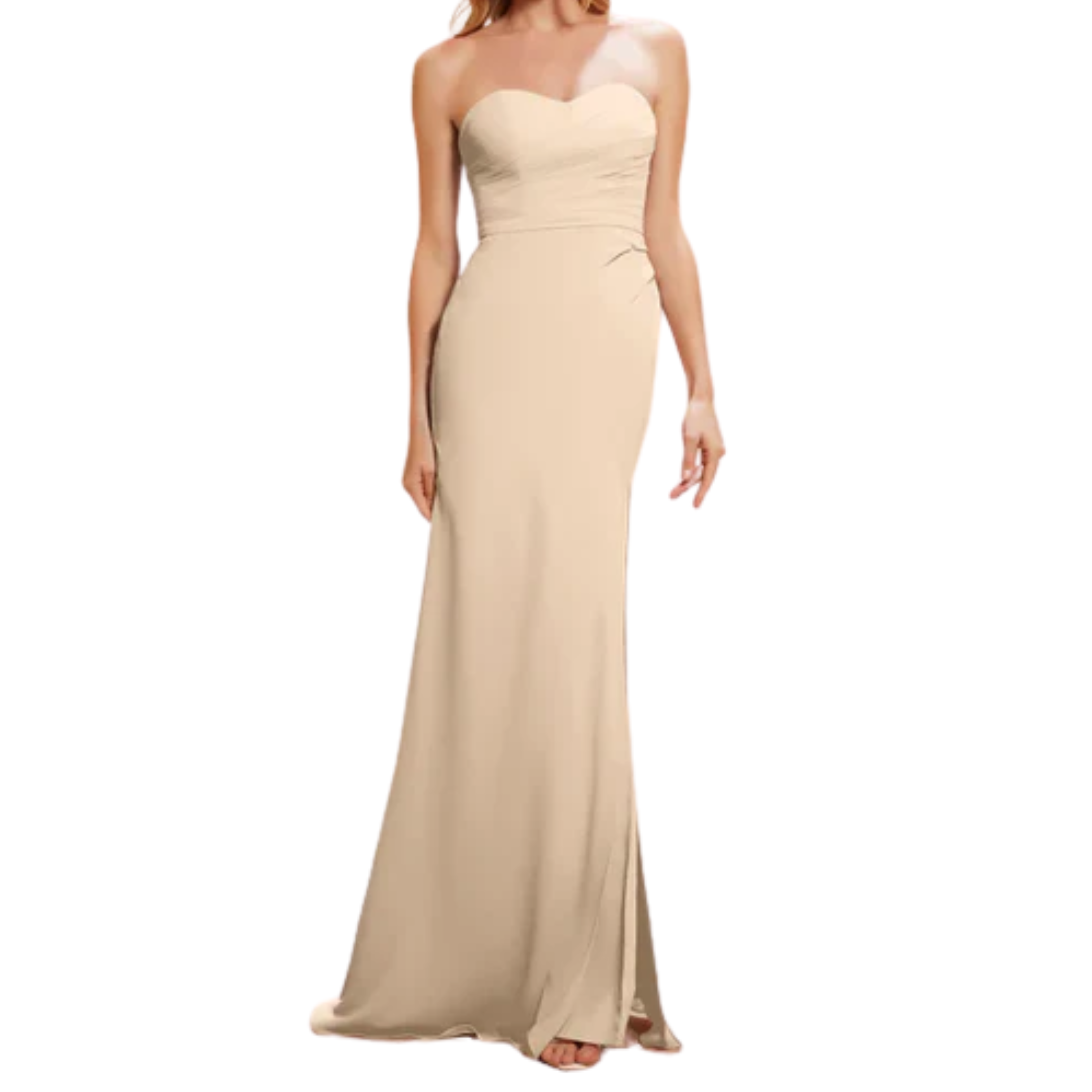 Robe de Cérémonie pour Femme en Mousseline à Coupe Fourreau et Fente Latérale